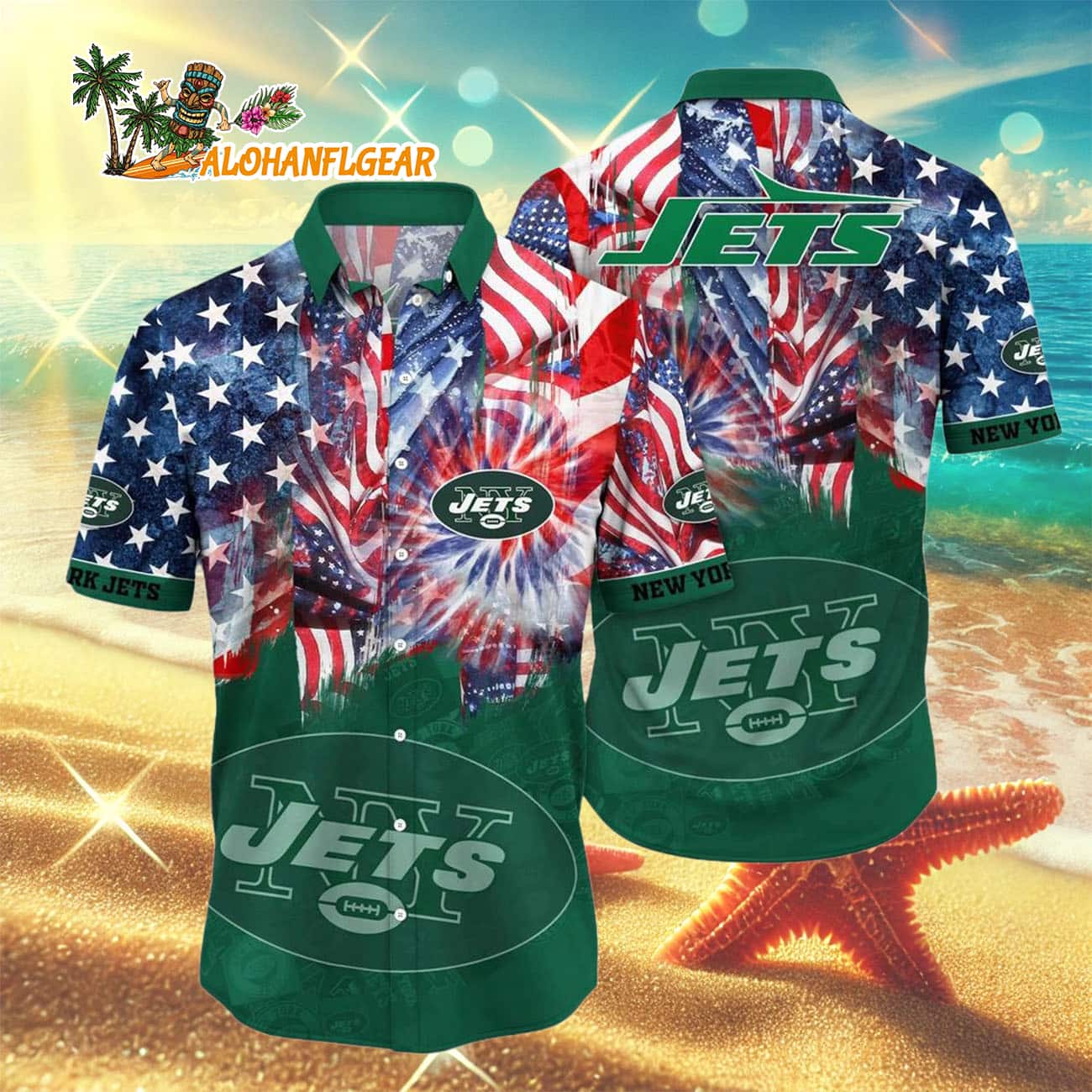 New York Jets Independence Day Hawaiian Shirt, NFL Aloha Shirt New York Jets Independence Day Hawaiian Shirt, NFL Aloha Shirt