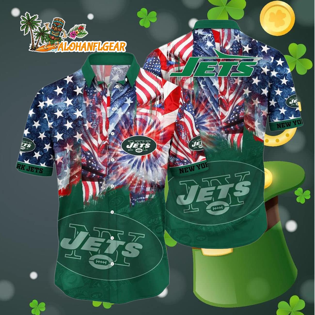 New York Jets Independence Day Hawaiian Shirt, NFL Aloha Shirt New York Jets Independence Day Hawaiian Shirt, NFL Aloha Shirt