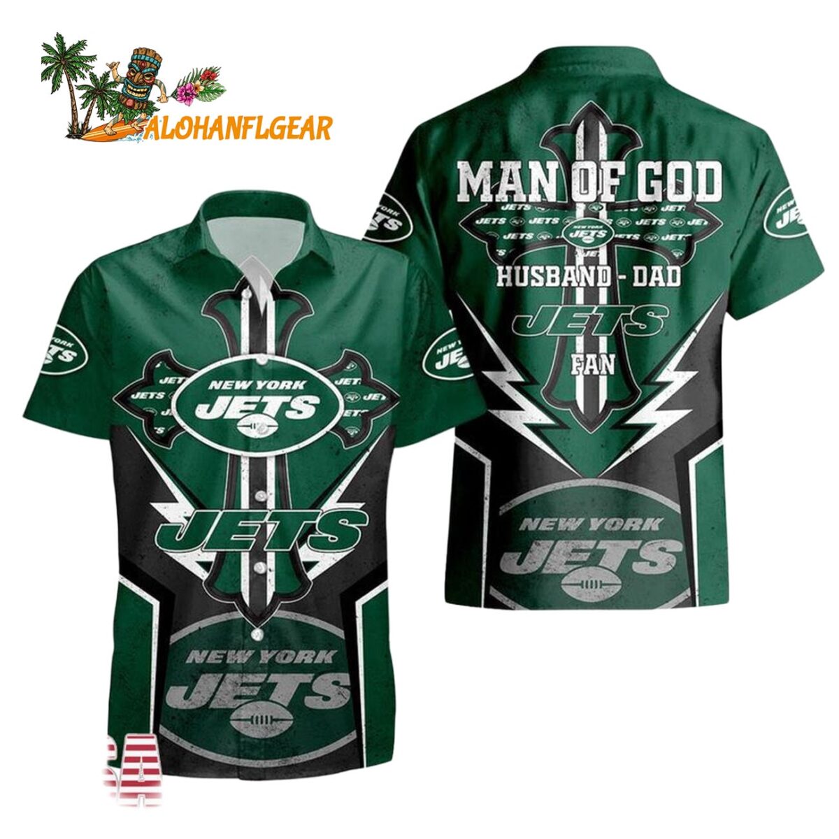 New York Jets Man Of God Gift For Fathers Day Hawaiian Shirt New York Jets Aloha Shirt 1
