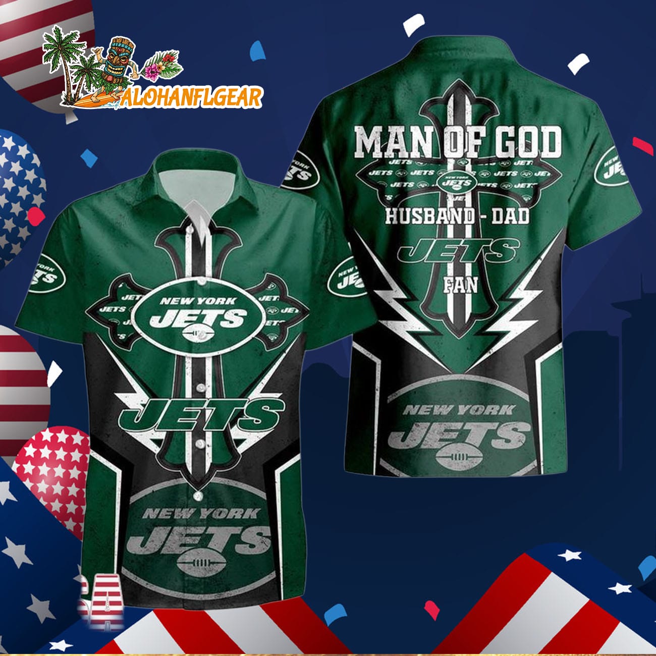 New York Jets Man Of God Gift For Fathers Day Hawaiian Shirt, New York Jets Aloha Shirt New York Jets Man Of God Gift For Fathers Day Hawaiian Shirt, New York Jets Aloha Shirt