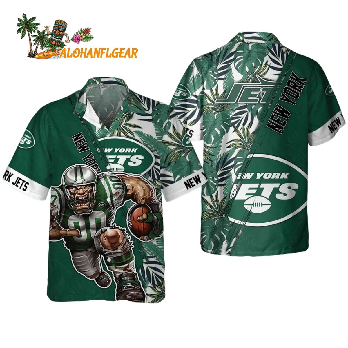 New York Jets Mascot Summer Hawaiian Shirt New York Jets Aloha Shirt 1