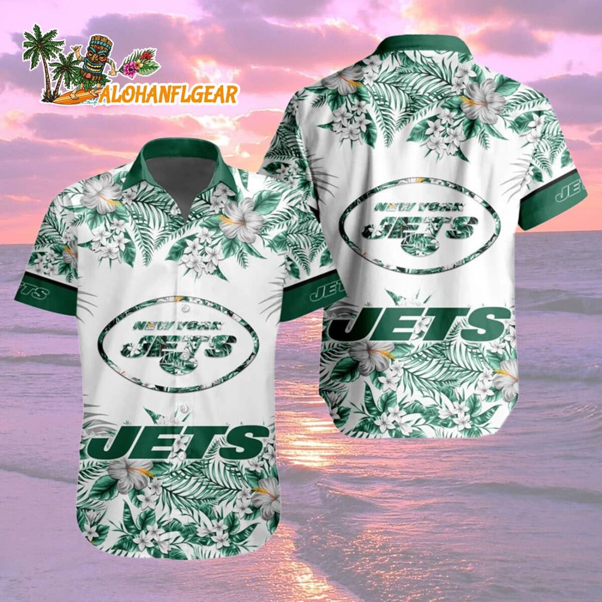 New York Jets Special Floral Tropical Team Spirit Hawaiian Shirt New York Jets Aloha Shirt 2