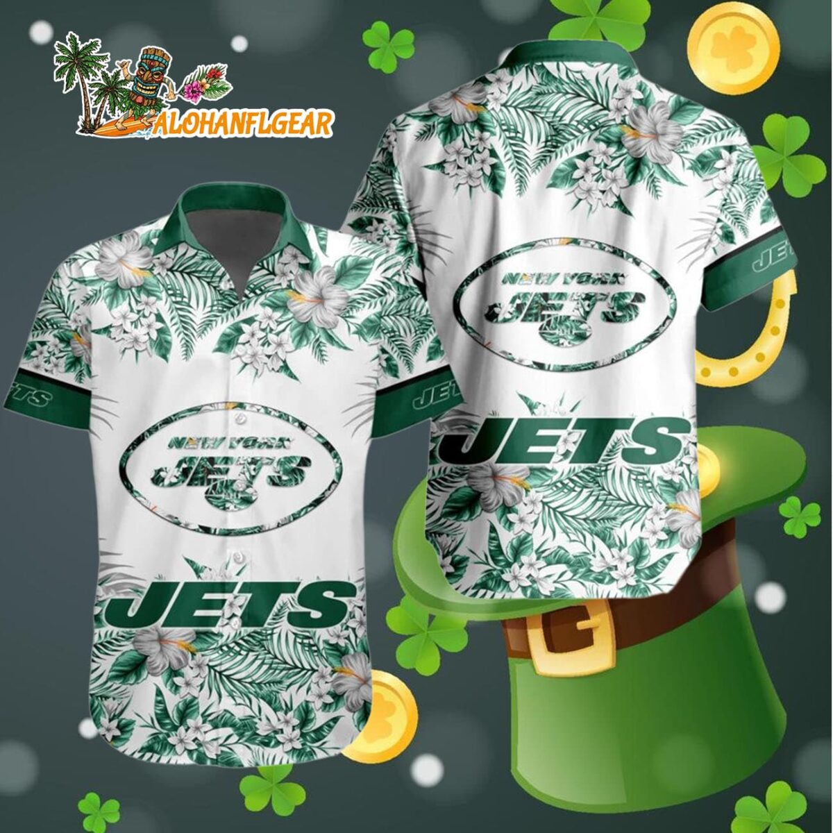 New York Jets Special Floral Tropical Team Spirit Hawaiian Shirt New York Jets Aloha Shirt 4