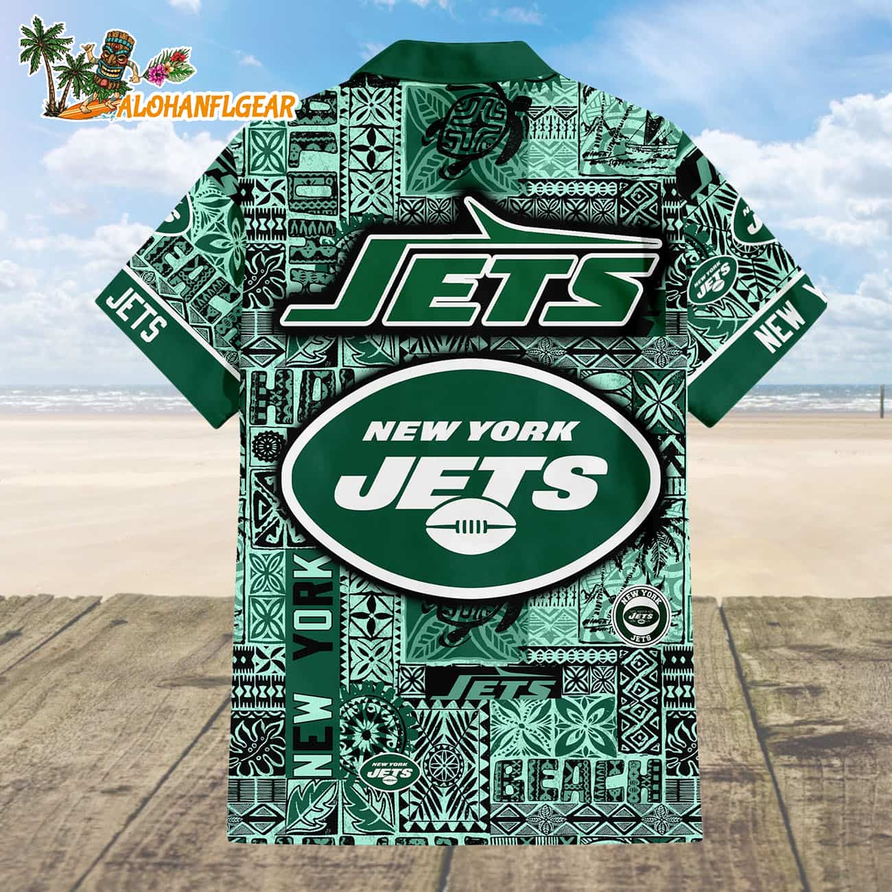 New York Jets Tapa Patterns Hawaiian Shirt, NFL Aloha Shirt New York Jets Tapa Patterns Hawaiian Shirt, NFL Aloha Shirt