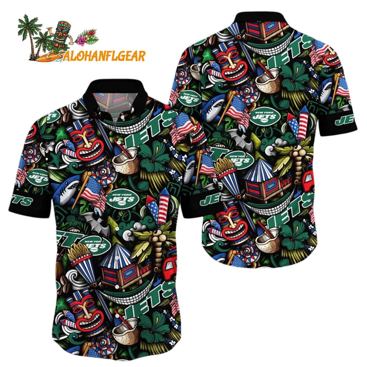 New York Jets Tiki Me Off Hawaiian Shirt New York Jets Aloha Shirt 1