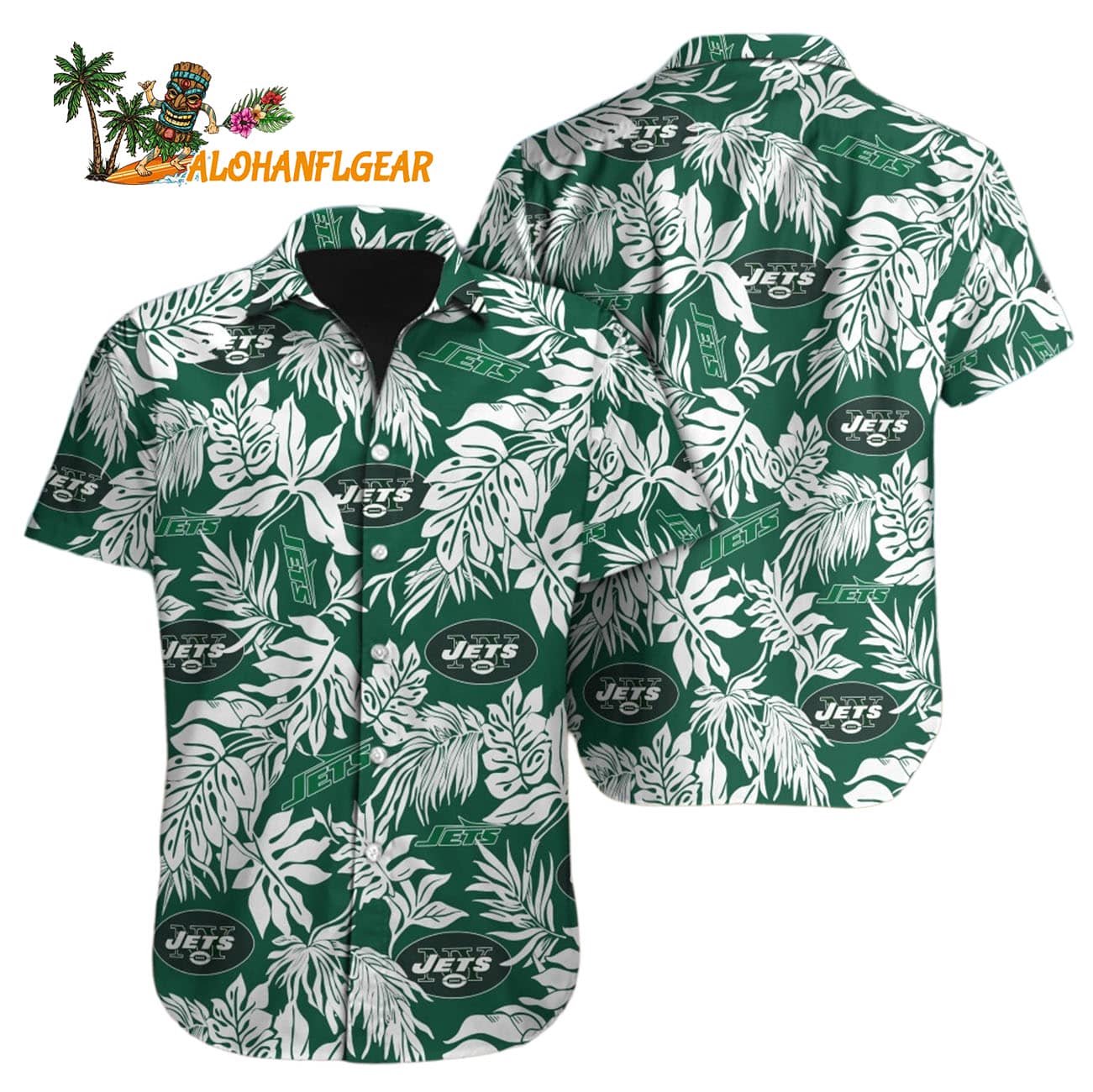 New York Jets Tropical Leafs Designs Hawaiian Shirt, New York Jets Aloha Shirt New York Jets Tropical Leafs Designs Hawaiian Shirt, New York Jets Aloha Shirt