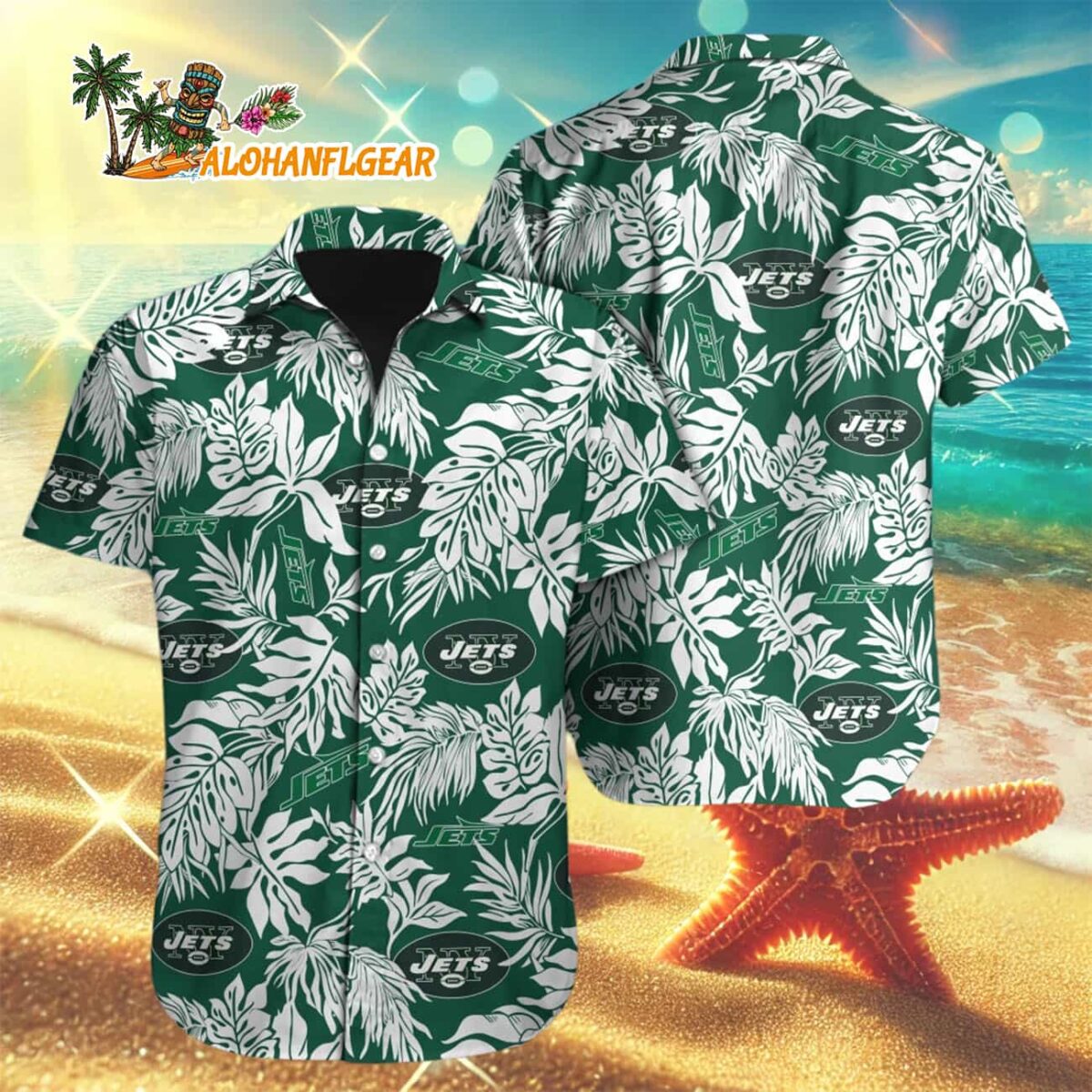 New York Jets Tropical Leafs Designs Hawaiian Shirt New York Jets Aloha Shirt 3