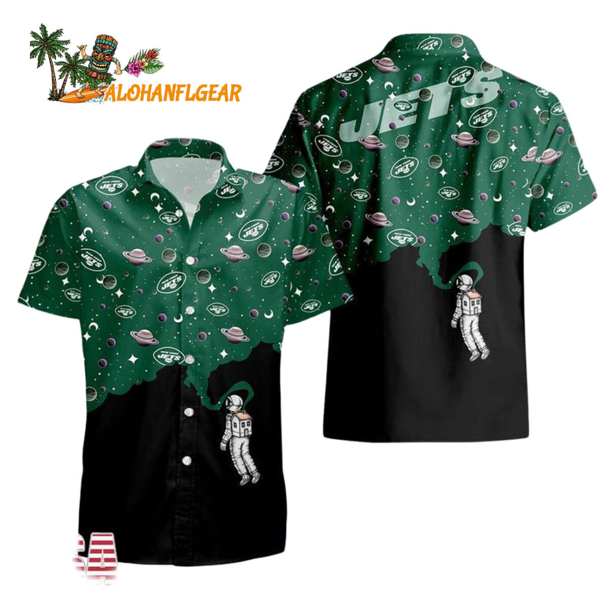 New York Jets Universal Astronaut Pattern Hawaiian Shirt New York Jets Aloha Shirt 1