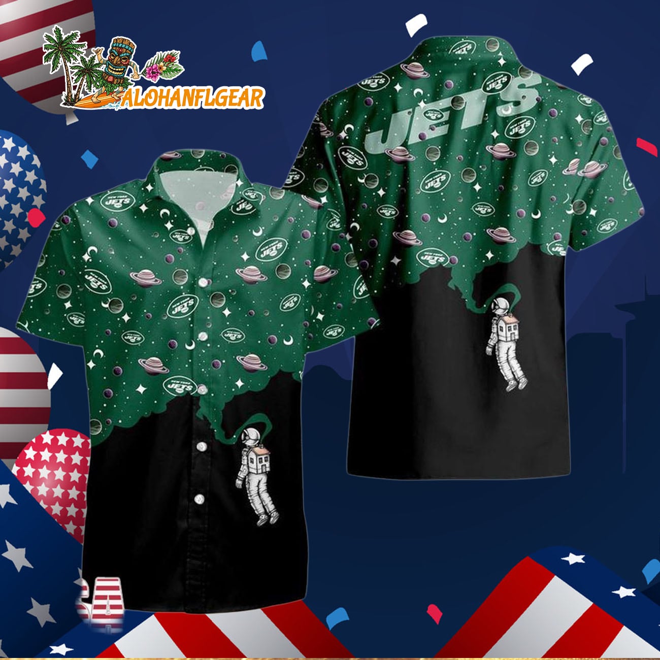 New York Jets Universal Astronaut Pattern Hawaiian Shirt, New York Jets Aloha Shirt New York Jets Universal Astronaut Pattern Hawaiian Shirt, New York Jets Aloha Shirt