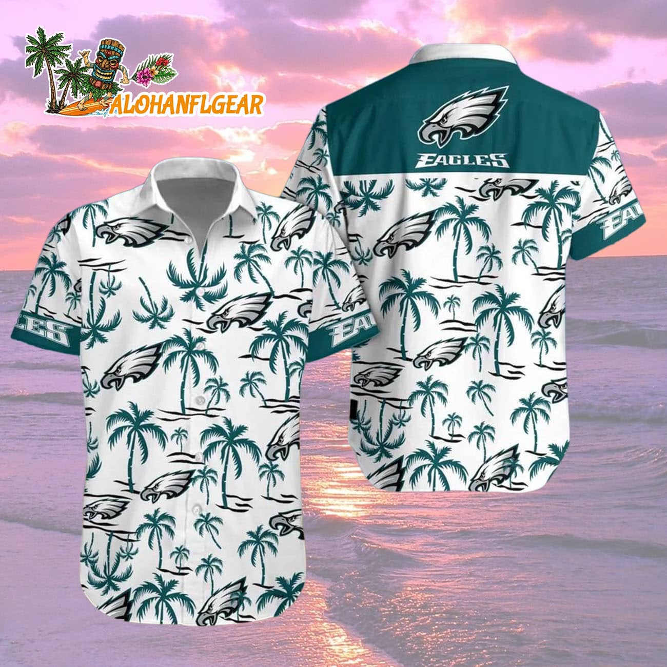 Philadelphia Eagles Coconut Logo Beach Hawaiian Shirt, NFL Aloha Shirt Philadelphia Eagles Coconut Logo Beach Hawaiian Shirt, NFL Aloha Shirt