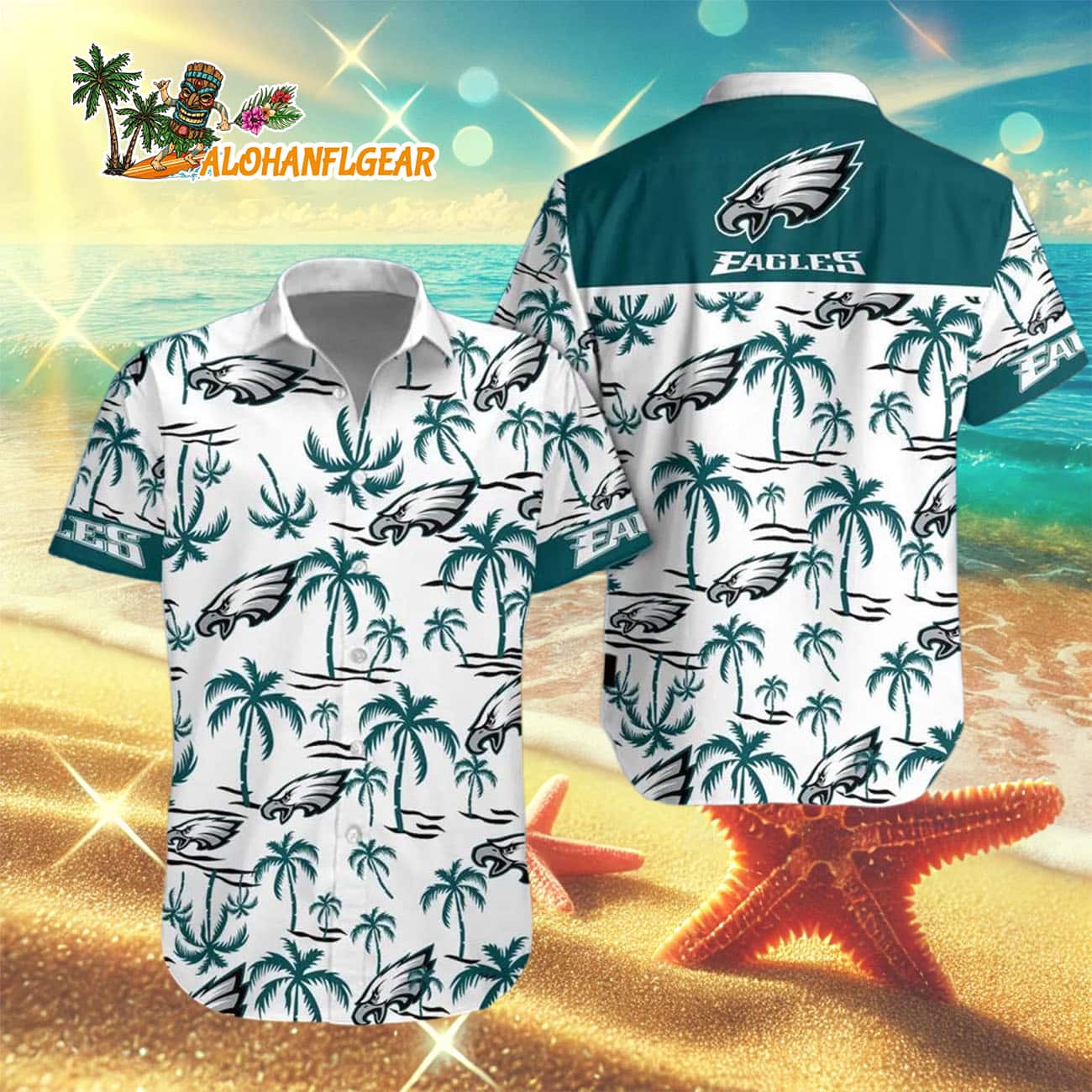 Philadelphia Eagles Coconut Logo Beach Hawaiian Shirt, NFL Aloha Shirt Philadelphia Eagles Coconut Logo Beach Hawaiian Shirt, NFL Aloha Shirt