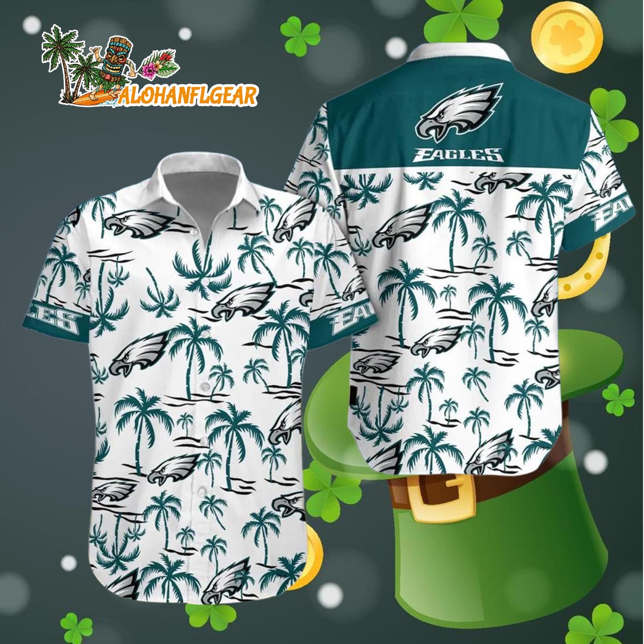 Philadelphia Eagles Coconut Logo Beach Hawaiian Shirt, NFL Aloha Shirt Philadelphia Eagles Coconut Logo Beach Hawaiian Shirt, NFL Aloha Shirt