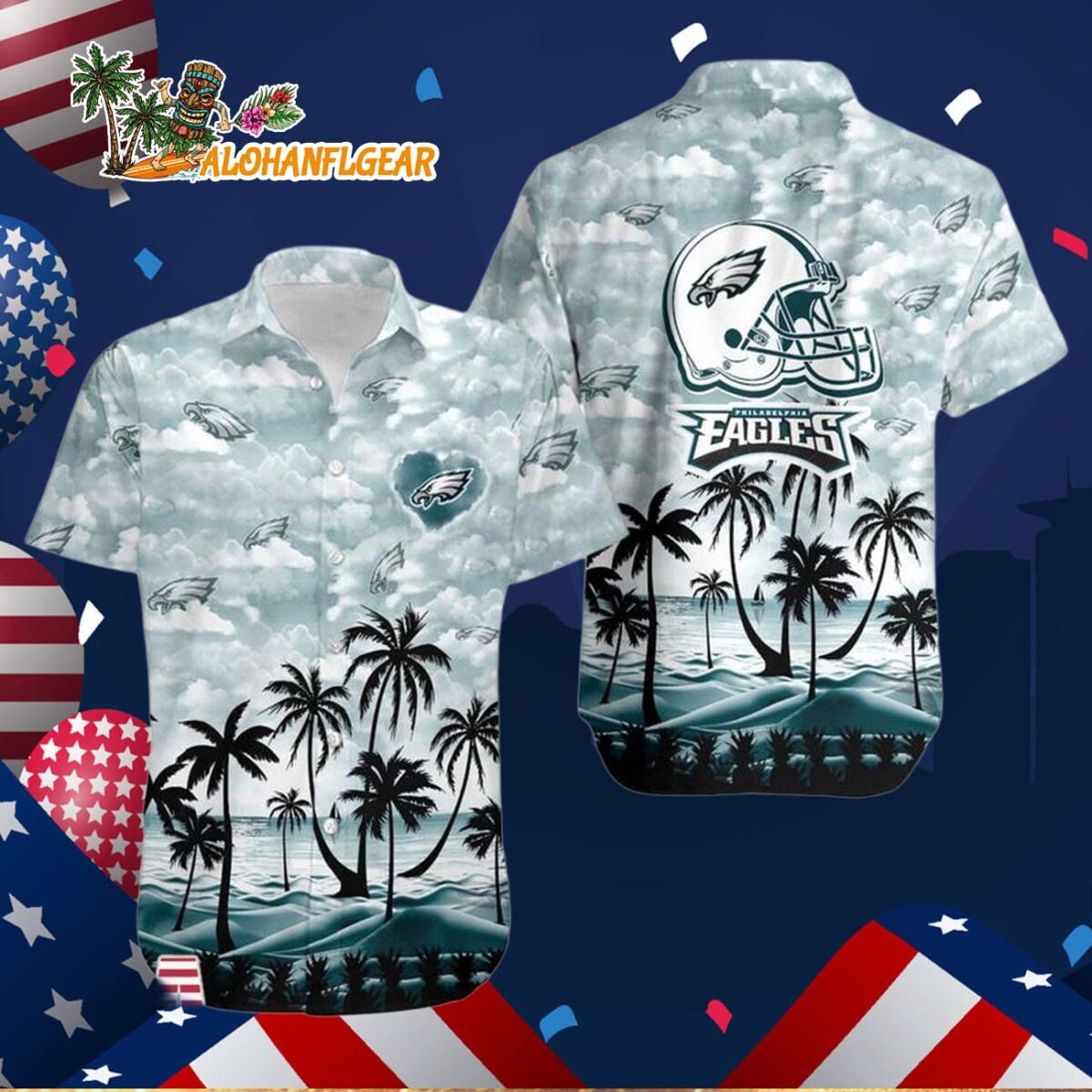 Philadelphia Eagles Coconut Palms Limited Edition Hawaiian Shirt, Philadelphia Eagles Aloha Shirt 2 Philadelphia Eagles Coconut Palms Limited Edition Hawaiian Shirt Philadelphia Eagles Aloha Shirt 3