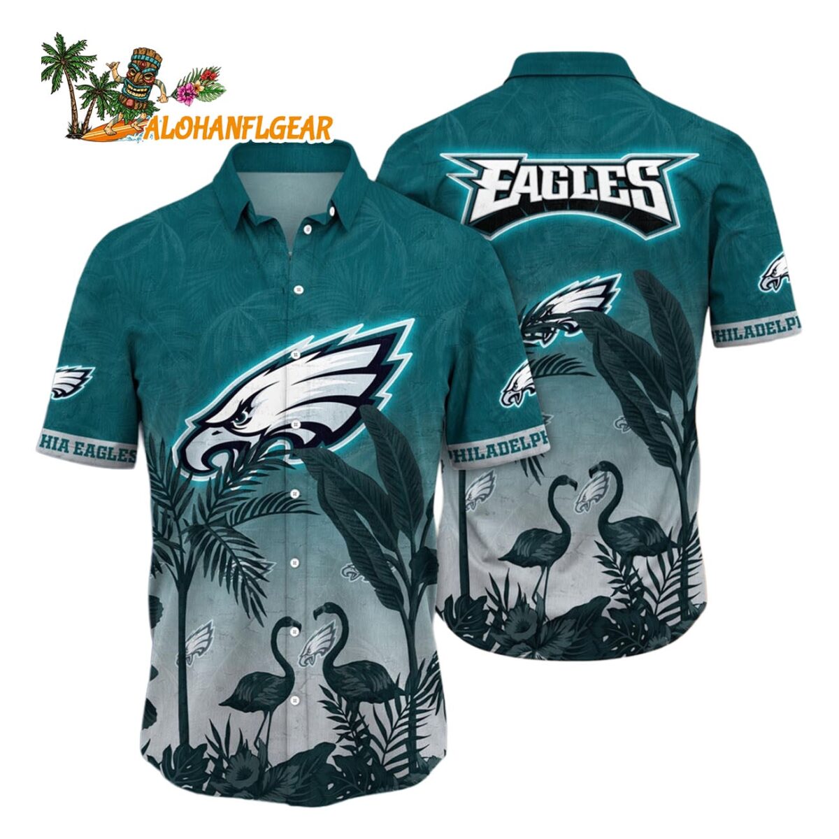 Philadelphia Eagles Flamingo And Flower Funny Hawaiian Shirt Philadelphia Eagles Aloha Shirt 1