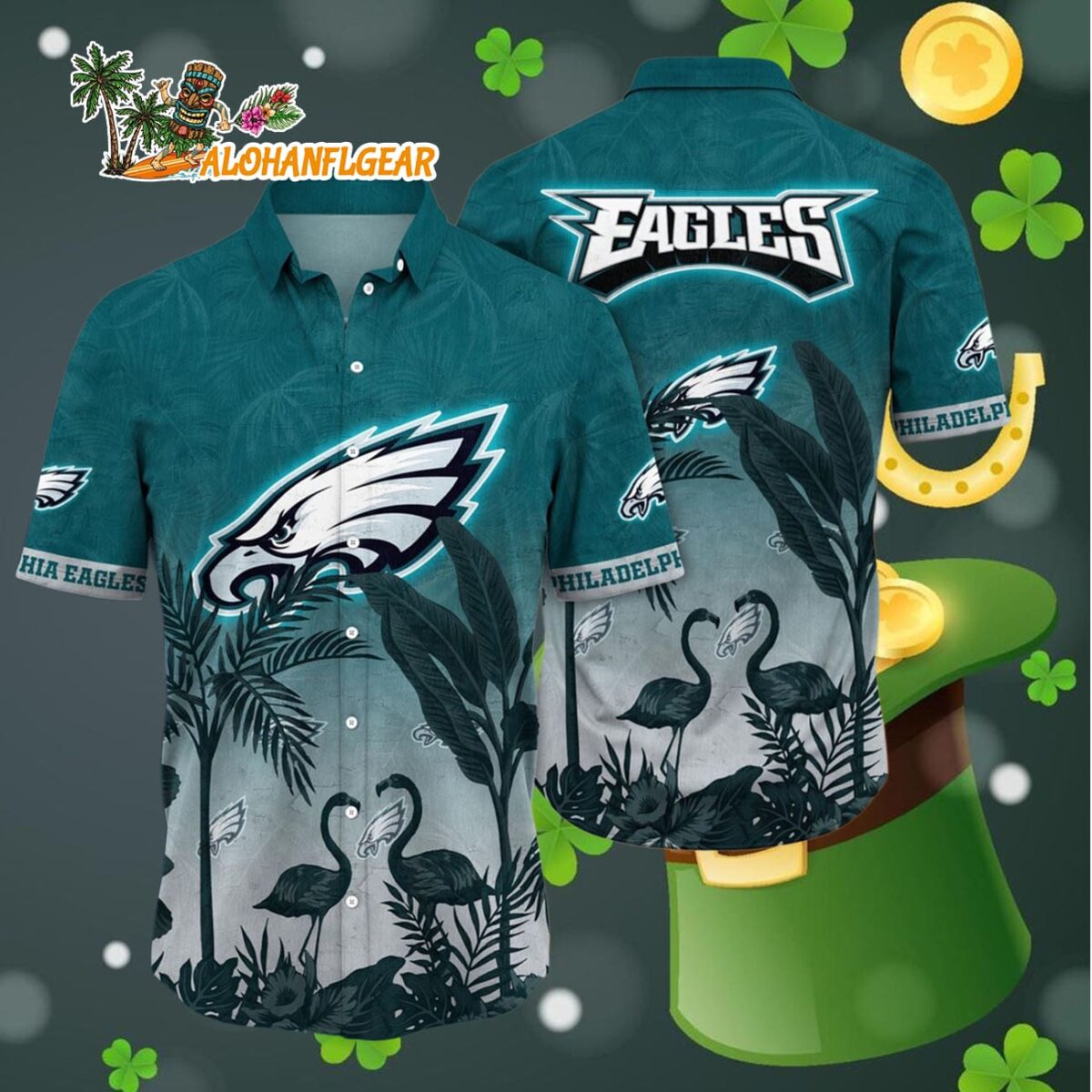 Philadelphia Eagles Flamingo And Flower Funny Hawaiian Shirt Philadelphia Eagles Aloha Shirt 4