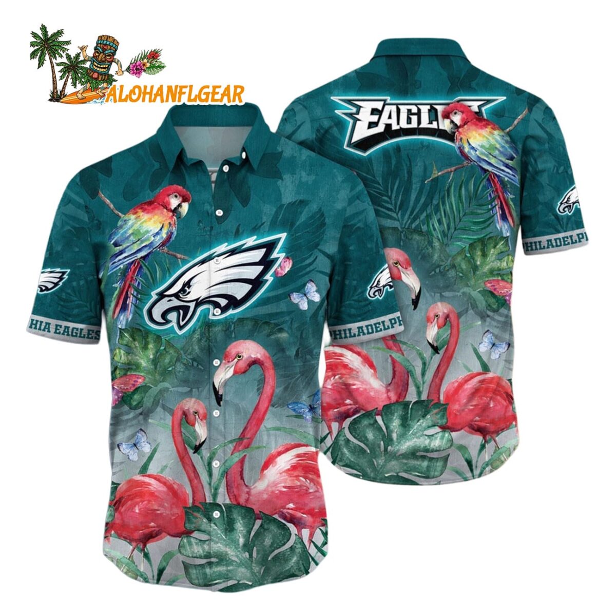 Philadelphia Eagles Flamingo And Flower Hawaiian Shirt Philadelphia Eagles Aloha Shirt 1