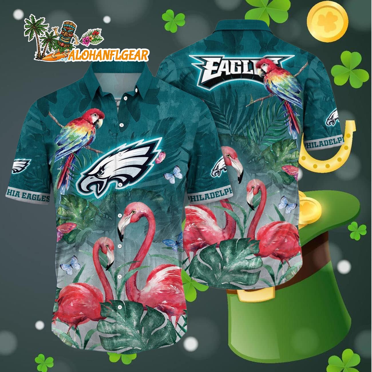 Philadelphia Eagles Flamingo And Flower Hawaiian Shirt, Philadelphia Eagles Aloha Shirt Philadelphia Eagles Flamingo And Flower Hawaiian Shirt, Philadelphia Eagles Aloha Shirt