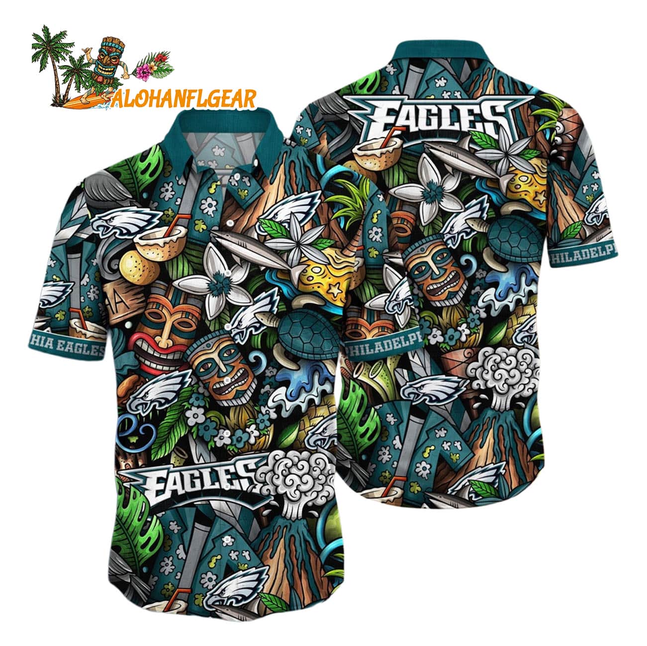Philadelphia Eagles Flower Tiki Me Off Hawaiian Shirt, Philadelphia Eagles Aloha Shirt Philadelphia Eagles Flower Tiki Me Off Hawaiian Shirt, Philadelphia Eagles Aloha Shirt