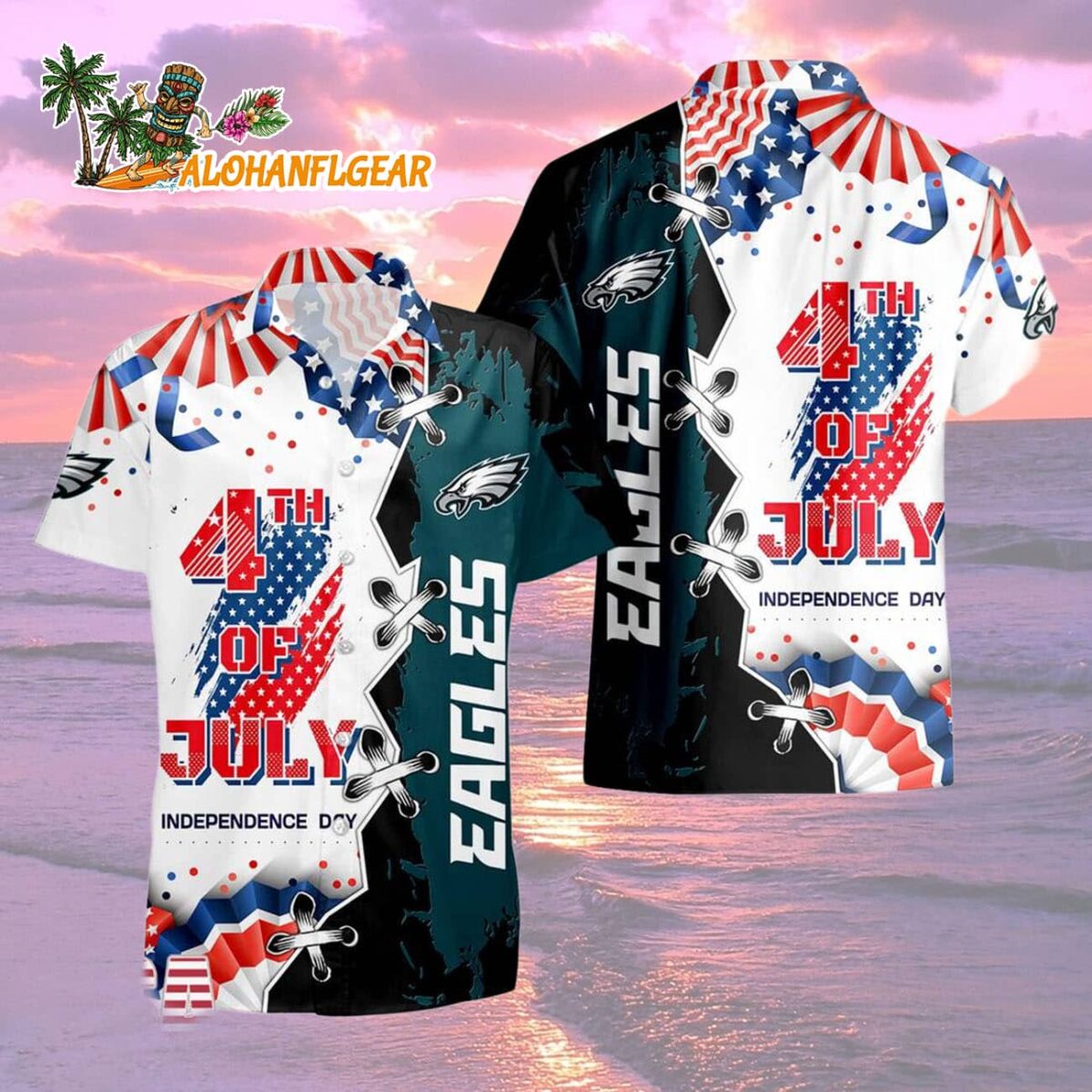Philadelphia Eagles Happy Independence Day Resurgence Hawaiian Shirt NFL Aloha Shirt 2