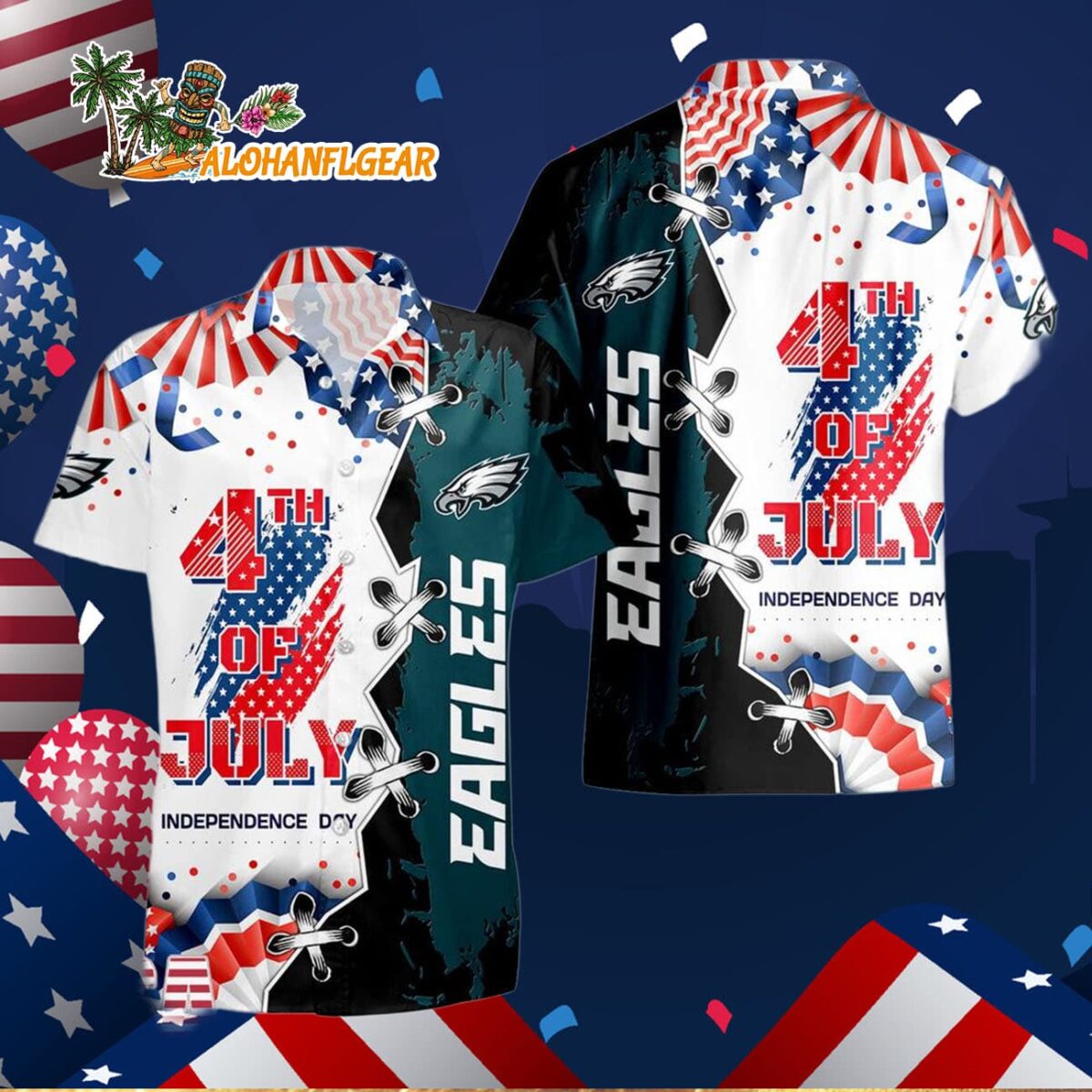Philadelphia Eagles Happy Independence Day Resurgence Hawaiian Shirt NFL Aloha Shirt 3