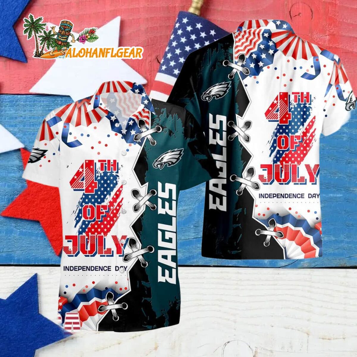 Philadelphia Eagles Happy Independence Day Resurgence Hawaiian Shirt NFL Aloha Shirt 4