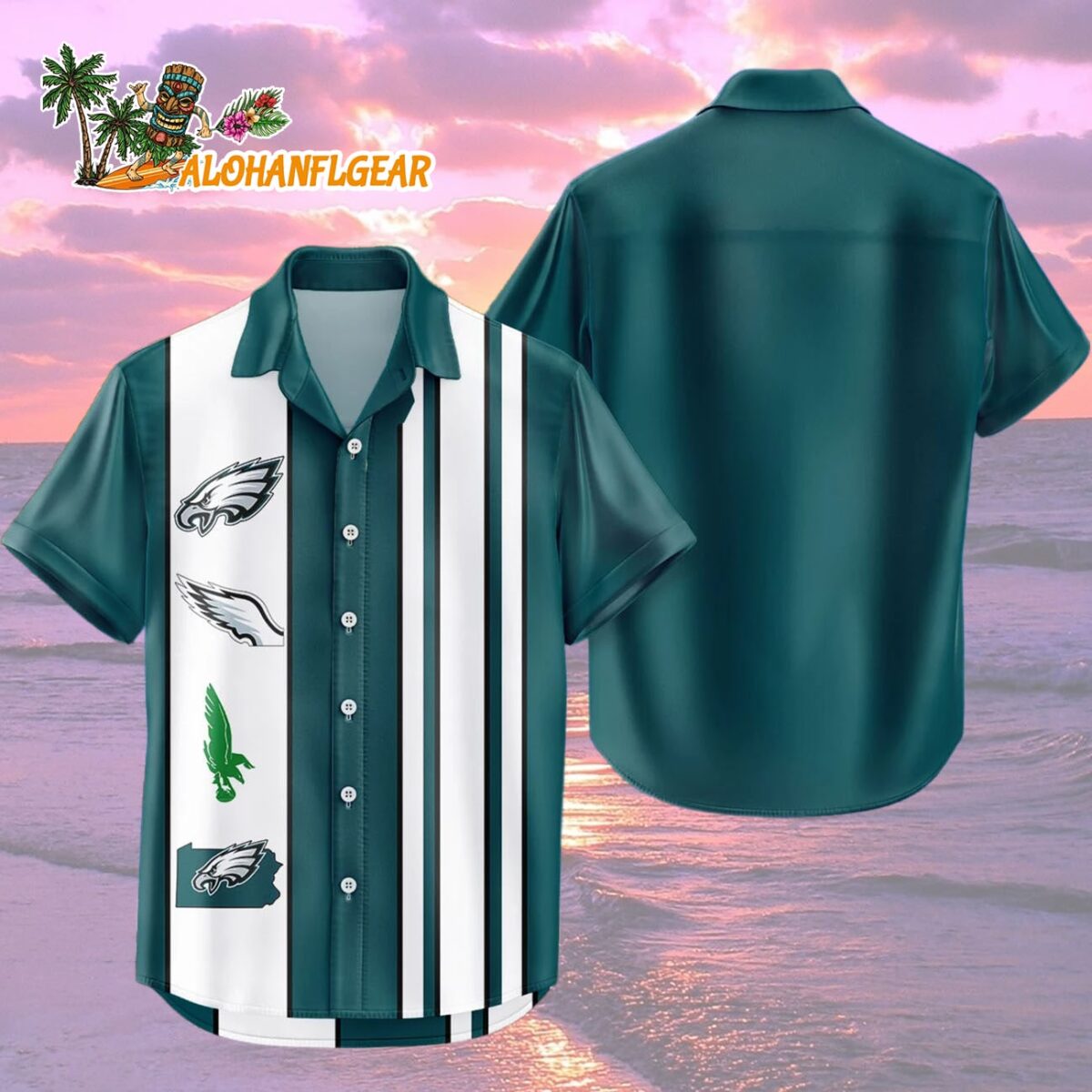 Philadelphia Eagles Hawaiian Shirt Classic Color Contrast, Philadelphia Eagles Aloha Shirt 1 Philadelphia Eagles Hawaiian Shirt Classic Color Contrast 2
