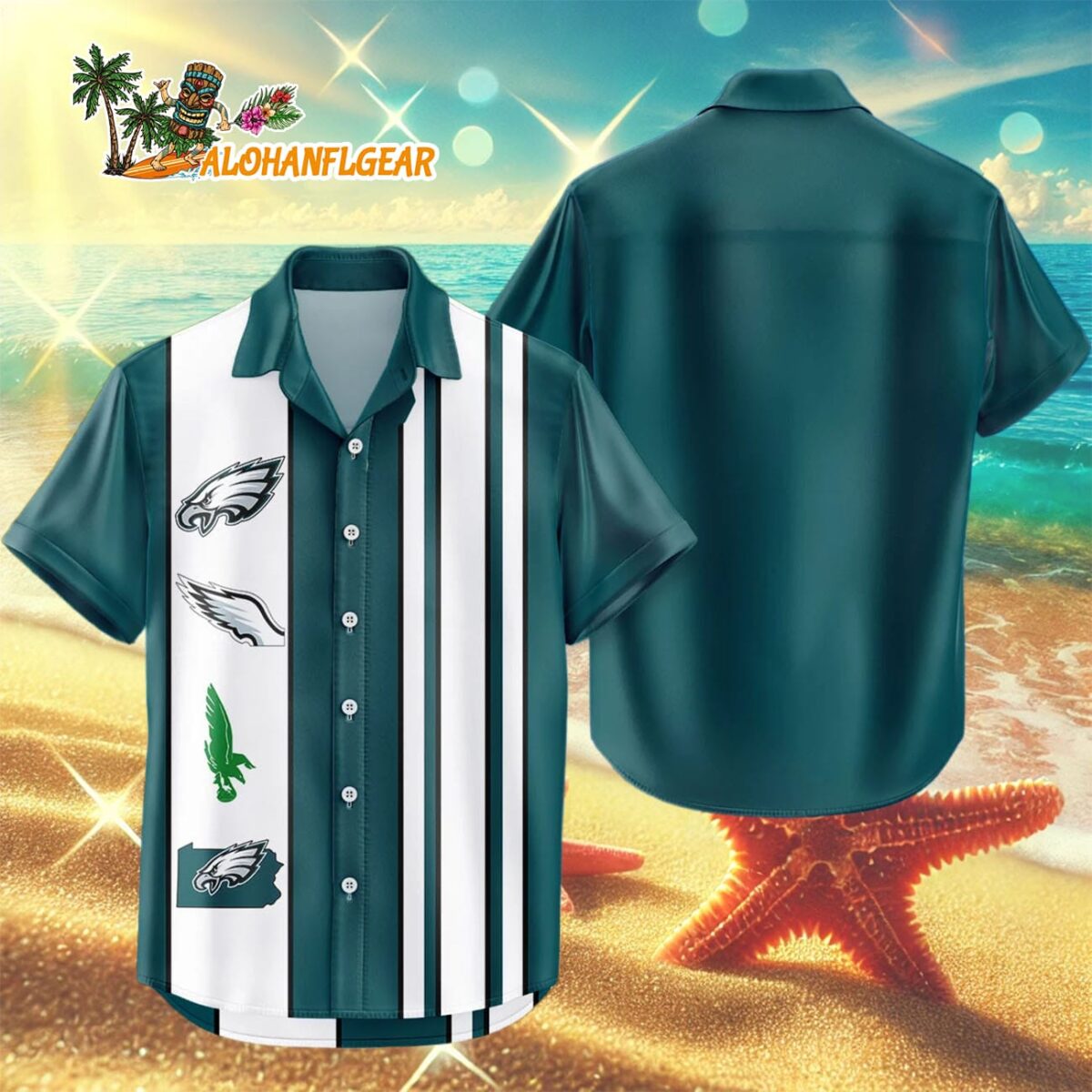 Philadelphia Eagles Hawaiian Shirt Classic Color Contrast, Philadelphia Eagles Aloha Shirt 2 Philadelphia Eagles Hawaiian Shirt Classic Color Contrast 3