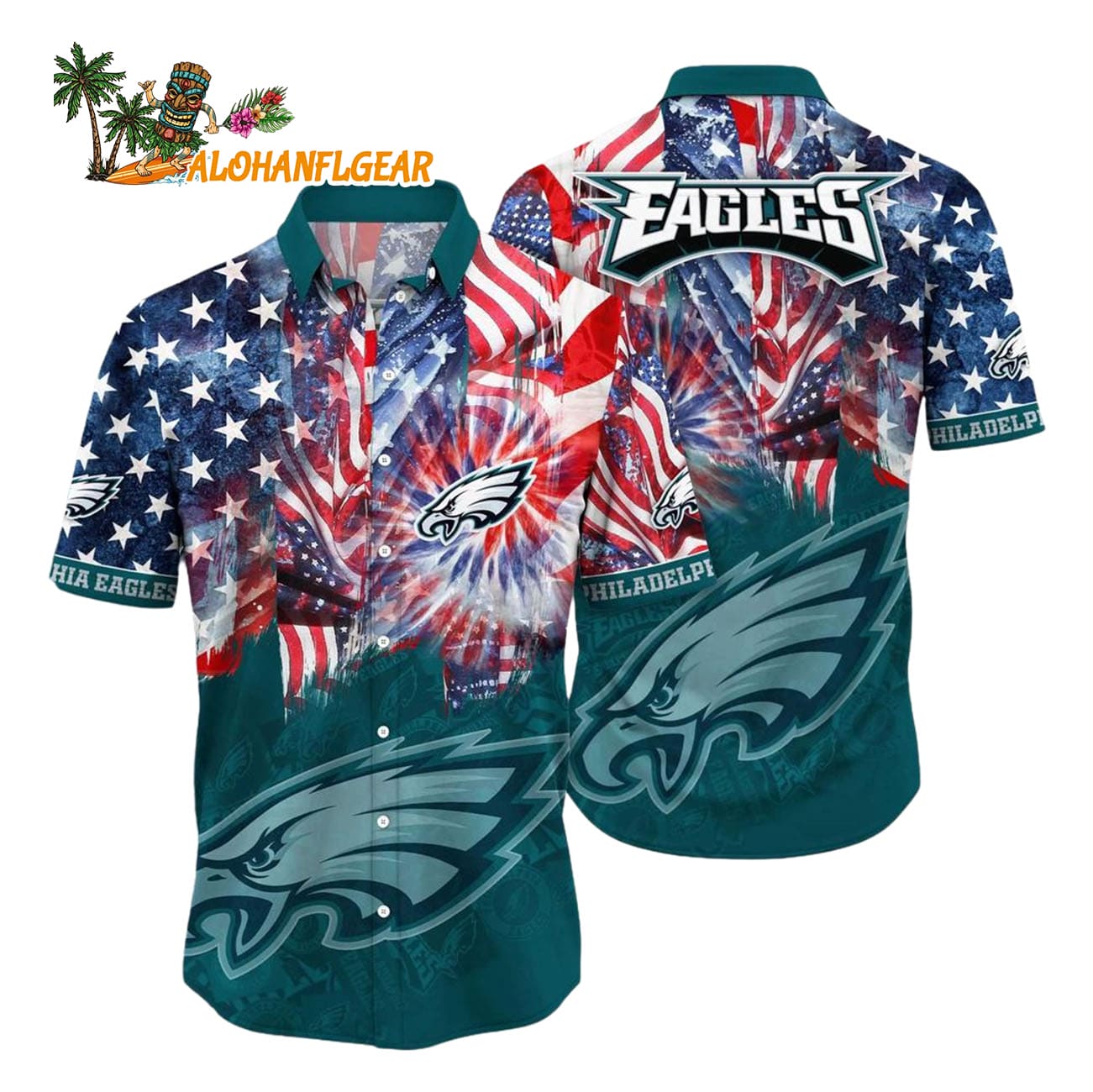 Philadelphia Eagles Independence Day Hawaiian Shirt, NFL Aloha Shirt Philadelphia Eagles Independence Day Hawaiian Shirt, NFL Aloha Shirt