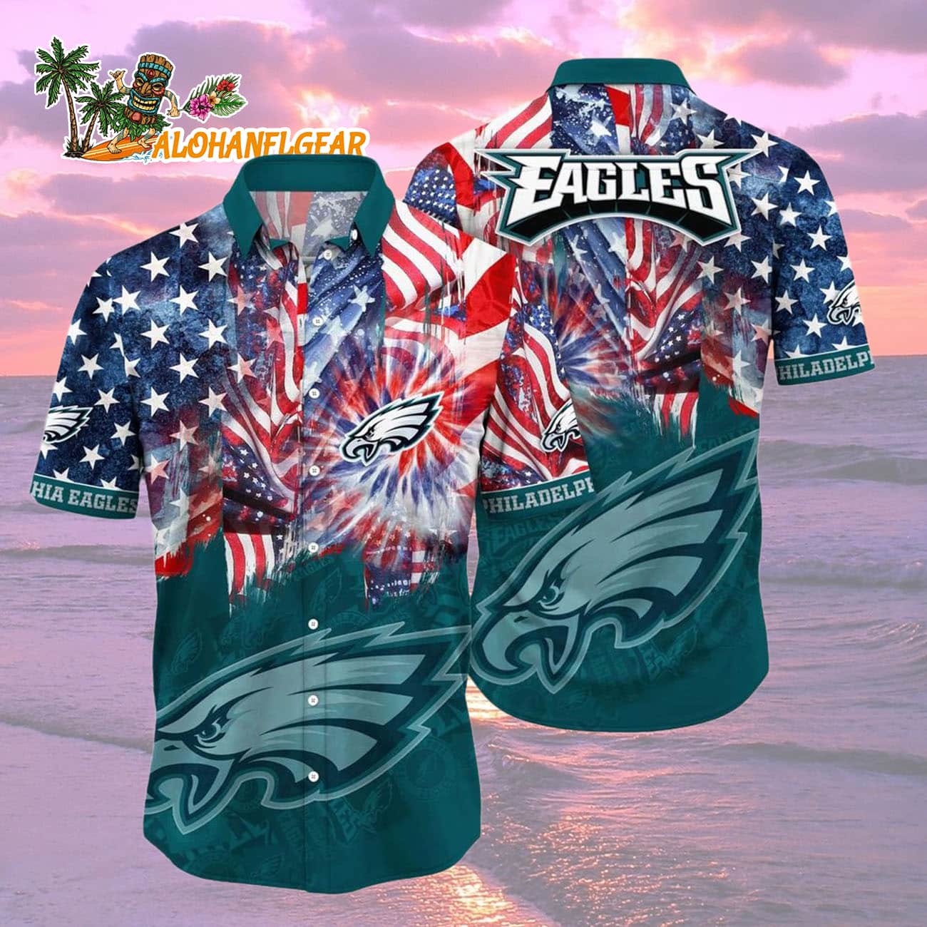 Philadelphia Eagles Independence Day Hawaiian Shirt, NFL Aloha Shirt Philadelphia Eagles Independence Day Hawaiian Shirt, NFL Aloha Shirt