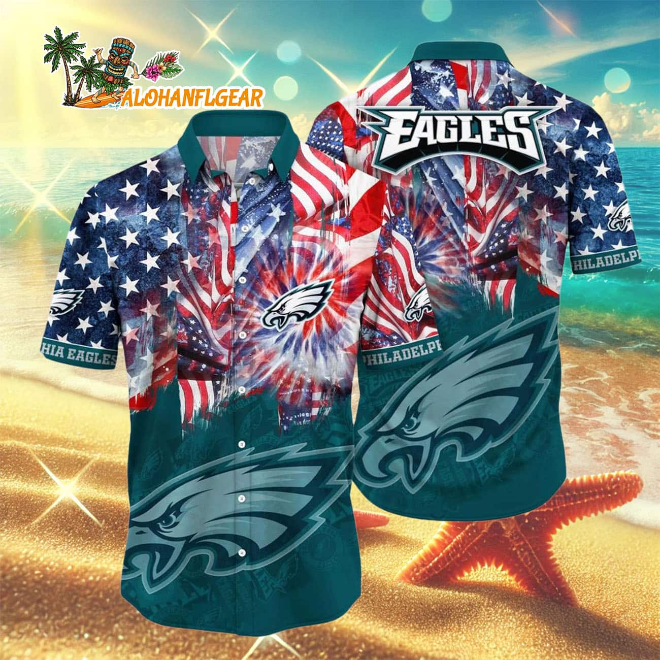 Philadelphia Eagles Independence Day Hawaiian Shirt, NFL Aloha Shirt Philadelphia Eagles Independence Day Hawaiian Shirt, NFL Aloha Shirt
