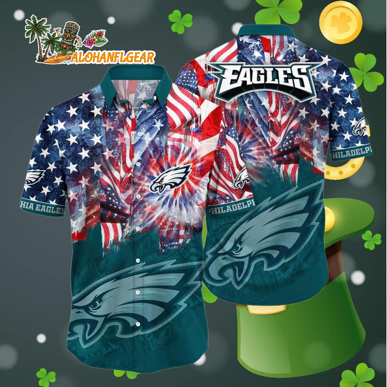 Philadelphia Eagles Independence Day Hawaiian Shirt, NFL Aloha Shirt Philadelphia Eagles Independence Day Hawaiian Shirt, NFL Aloha Shirt