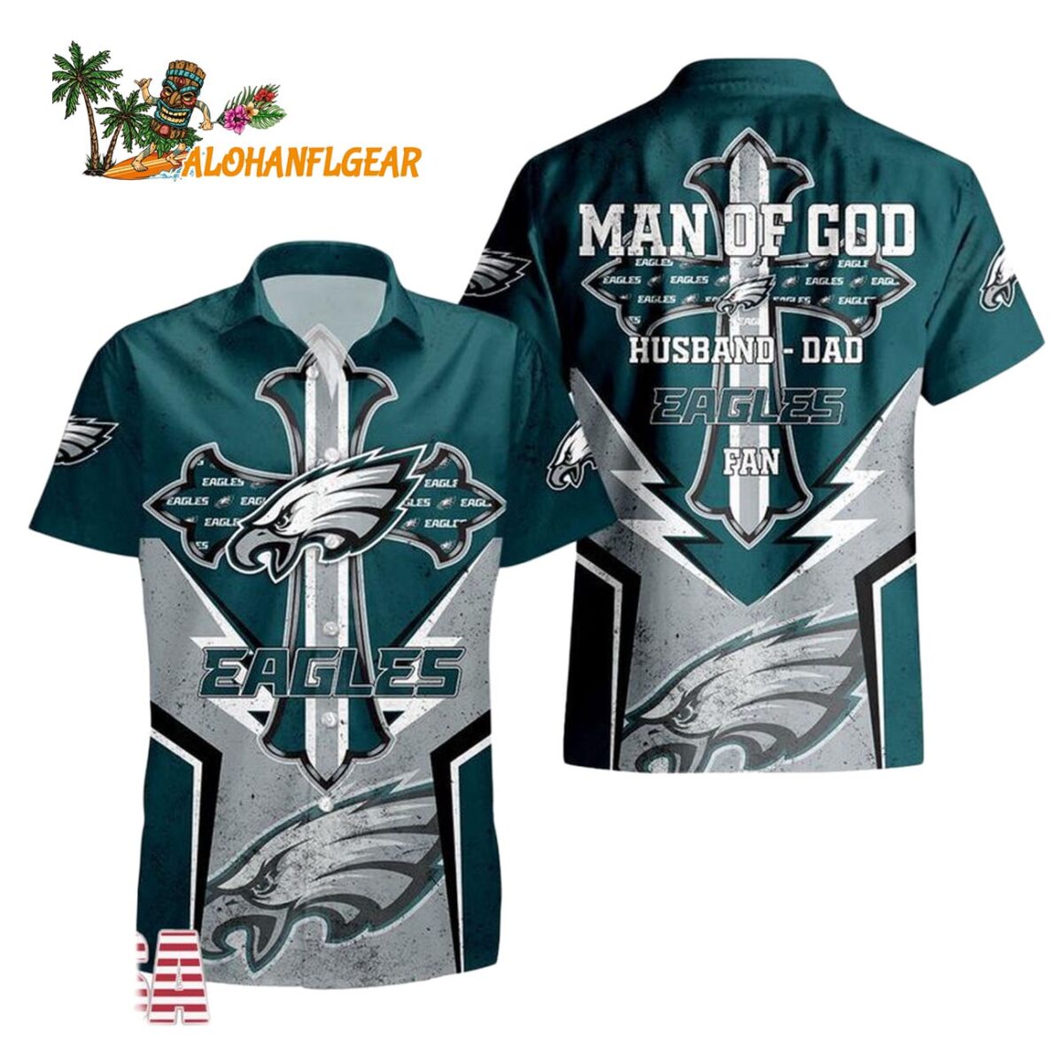 Philadelphia Eagles Man Of God Gift For Fathers Day Hawaiian Shirt Philadelphia Eagles Aloha Shirt 1