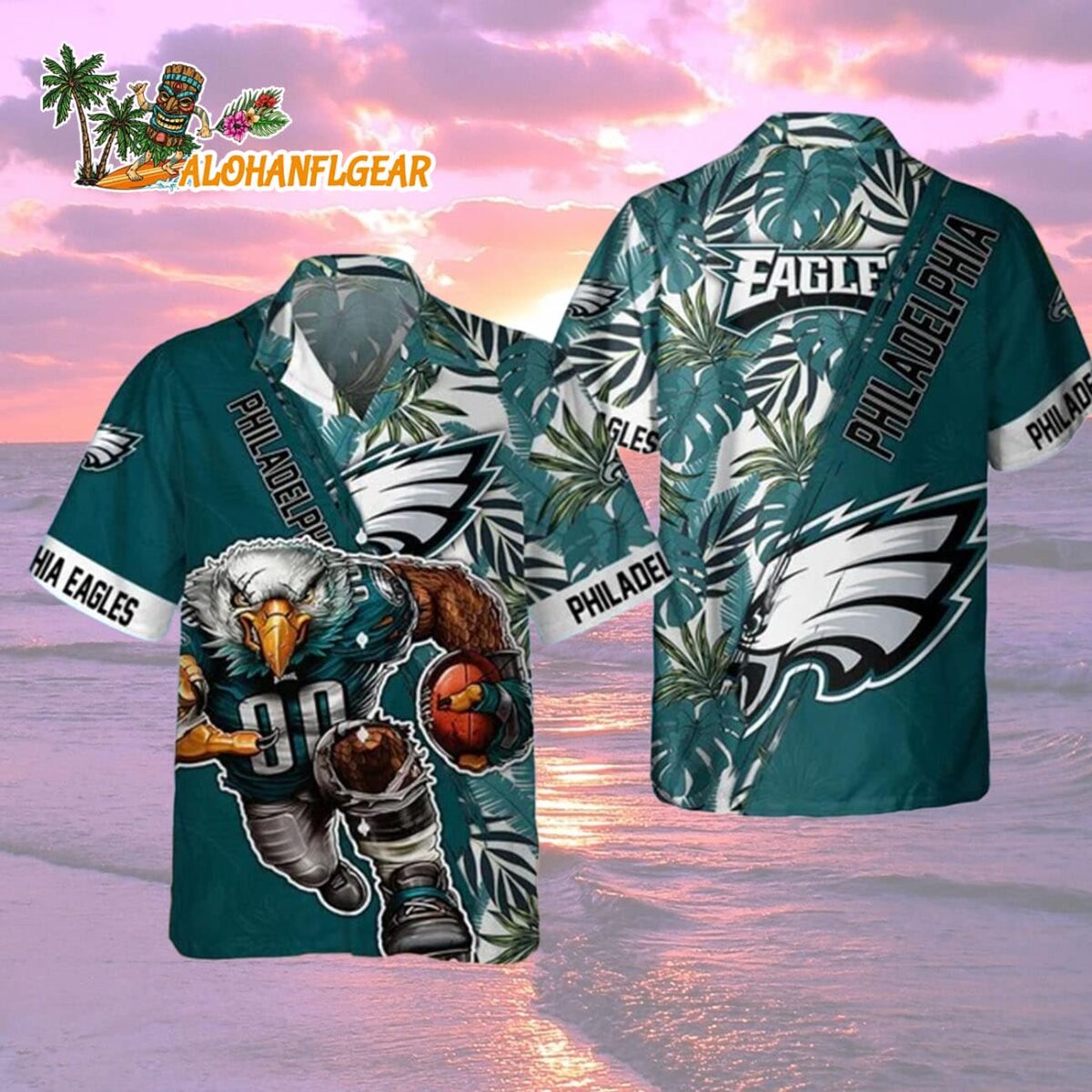 Philadelphia Eagles Mascot Summer Hawaiian Shirt, Philadelphia Eagles Aloha Shirt 1 Philadelphia Eagles Mascot Summer Hawaiian Shirt Philadelphia Eagles Aloha Shirt 2