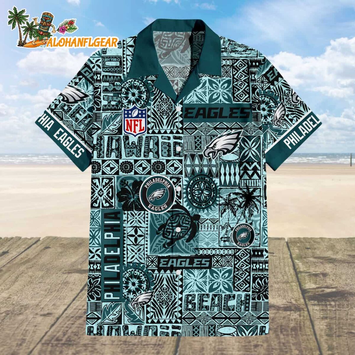 Philadelphia Eagles Tapa Patterns Hawaiian Shirt NFL Aloha Shirt 1