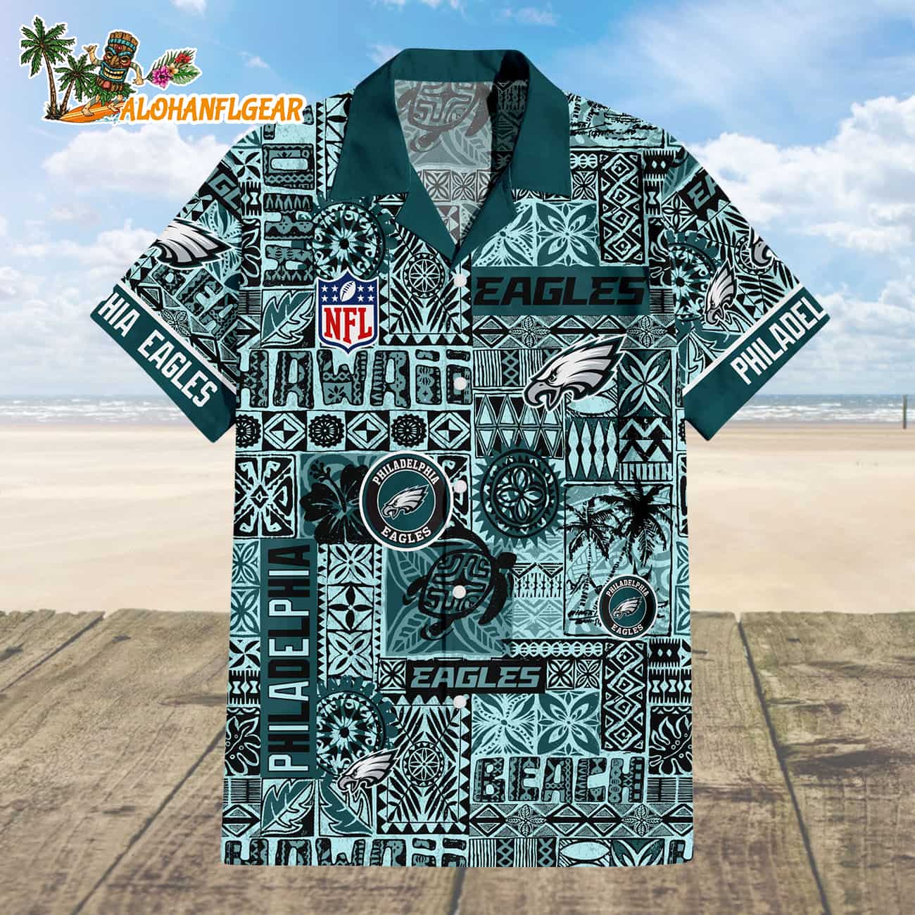 Philadelphia Eagles Tapa Patterns Hawaiian Shirt, NFL Aloha Shirt Philadelphia Eagles Tapa Patterns Hawaiian Shirt, NFL Aloha Shirt