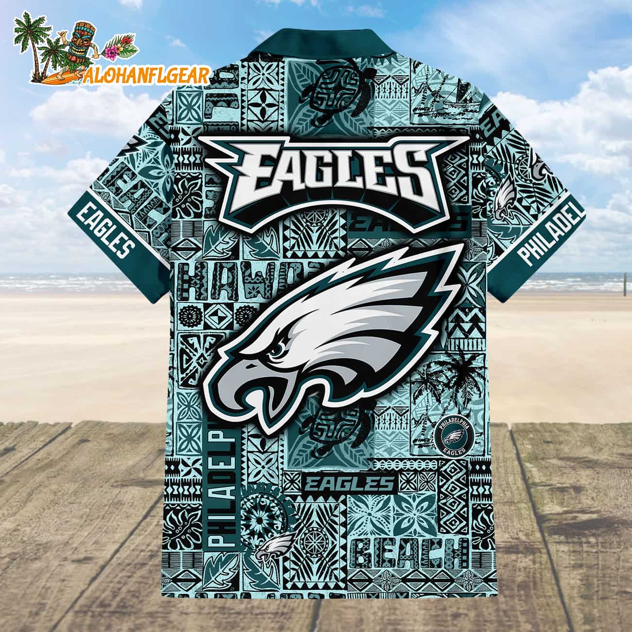 Philadelphia Eagles Tapa Patterns Hawaiian Shirt, NFL Aloha Shirt Philadelphia Eagles Tapa Patterns Hawaiian Shirt, NFL Aloha Shirt