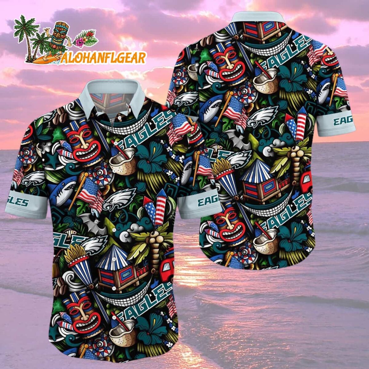 Philadelphia Eagles Tiki Me Off Hawaiian Shirt Philadelphia Eagles Aloha Shirt 2