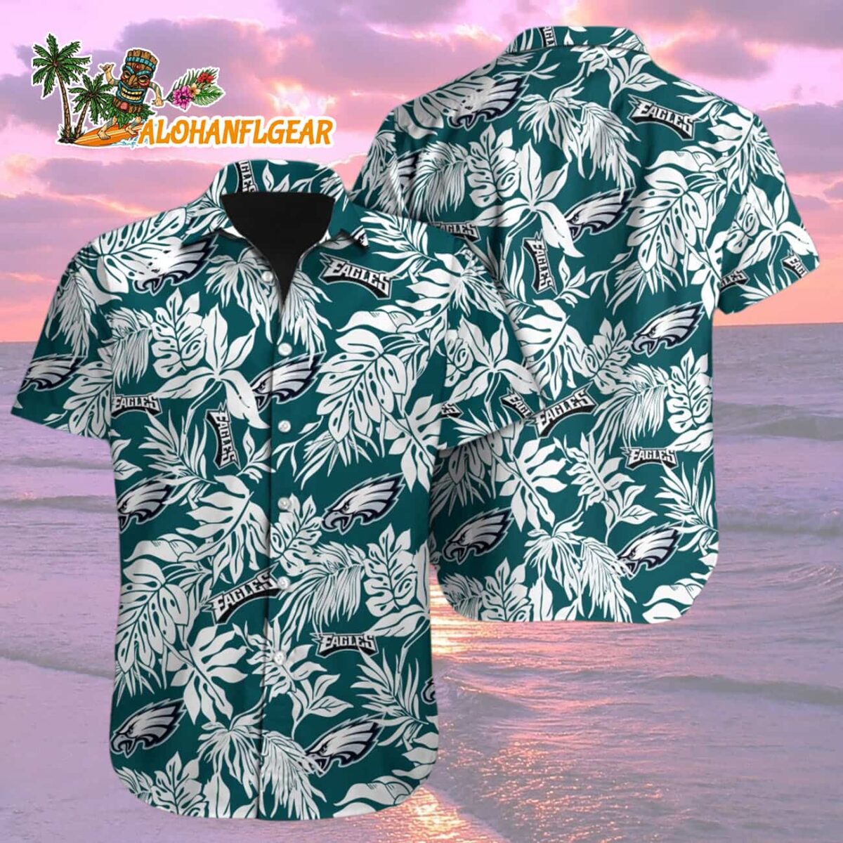 Philadelphia Eagles Tropical Leafs Designs Hawaiian Shirt, Philadelphia Eagles Aloha Shirt 1 Philadelphia Eagles Tropical Leafs Designs Hawaiian Shirt Philadelphia Eagles Aloha Shirt 2