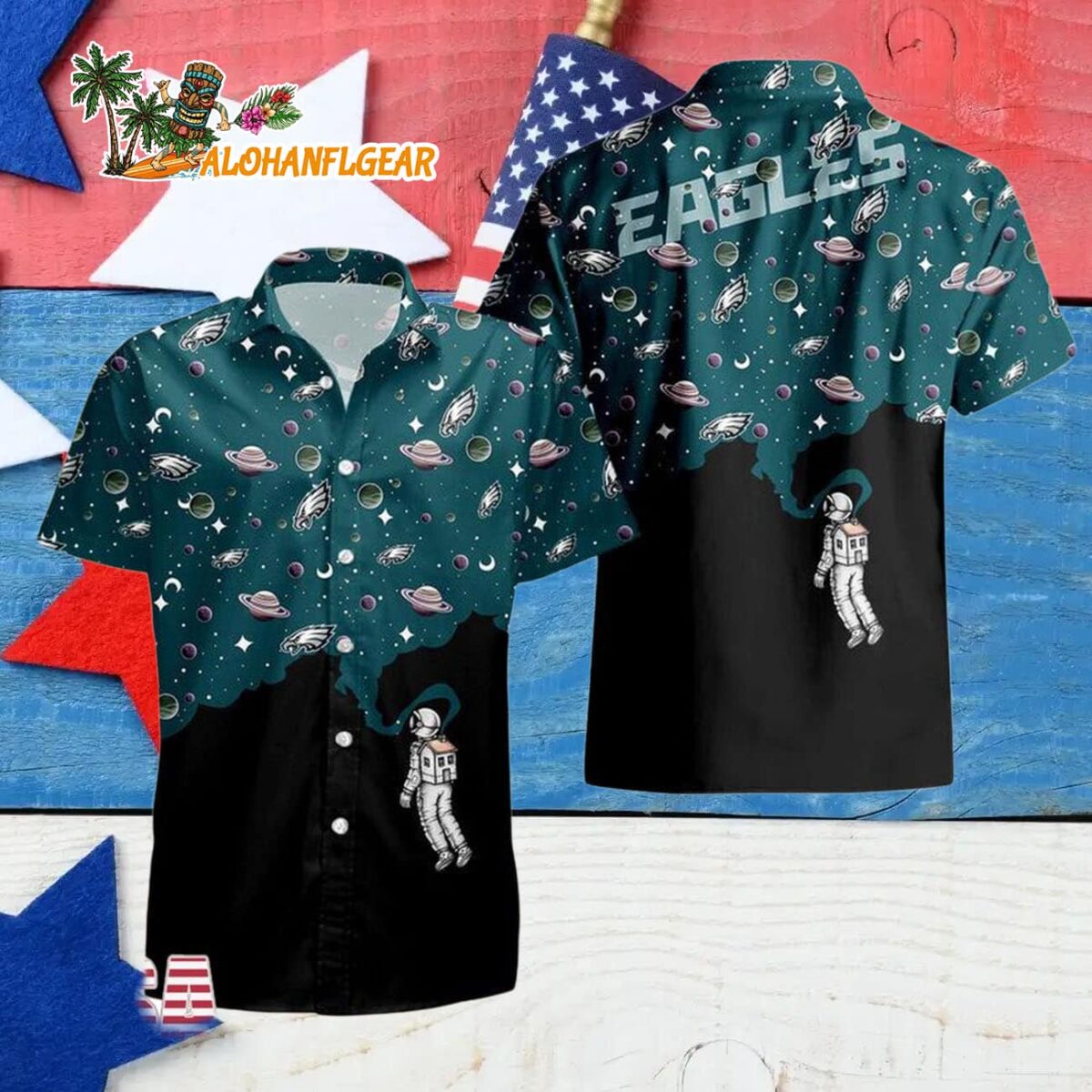 Philadelphia Eagles Universal Astronaut Pattern Hawaiian Shirt Philadelphia Eagles Aloha Shirt 4