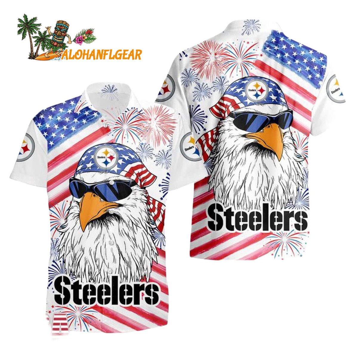 Pittsburgh Steelers American Eagle Emblem Hawaiian Shirt Pittsburgh Steelers Aloha Shirt 1