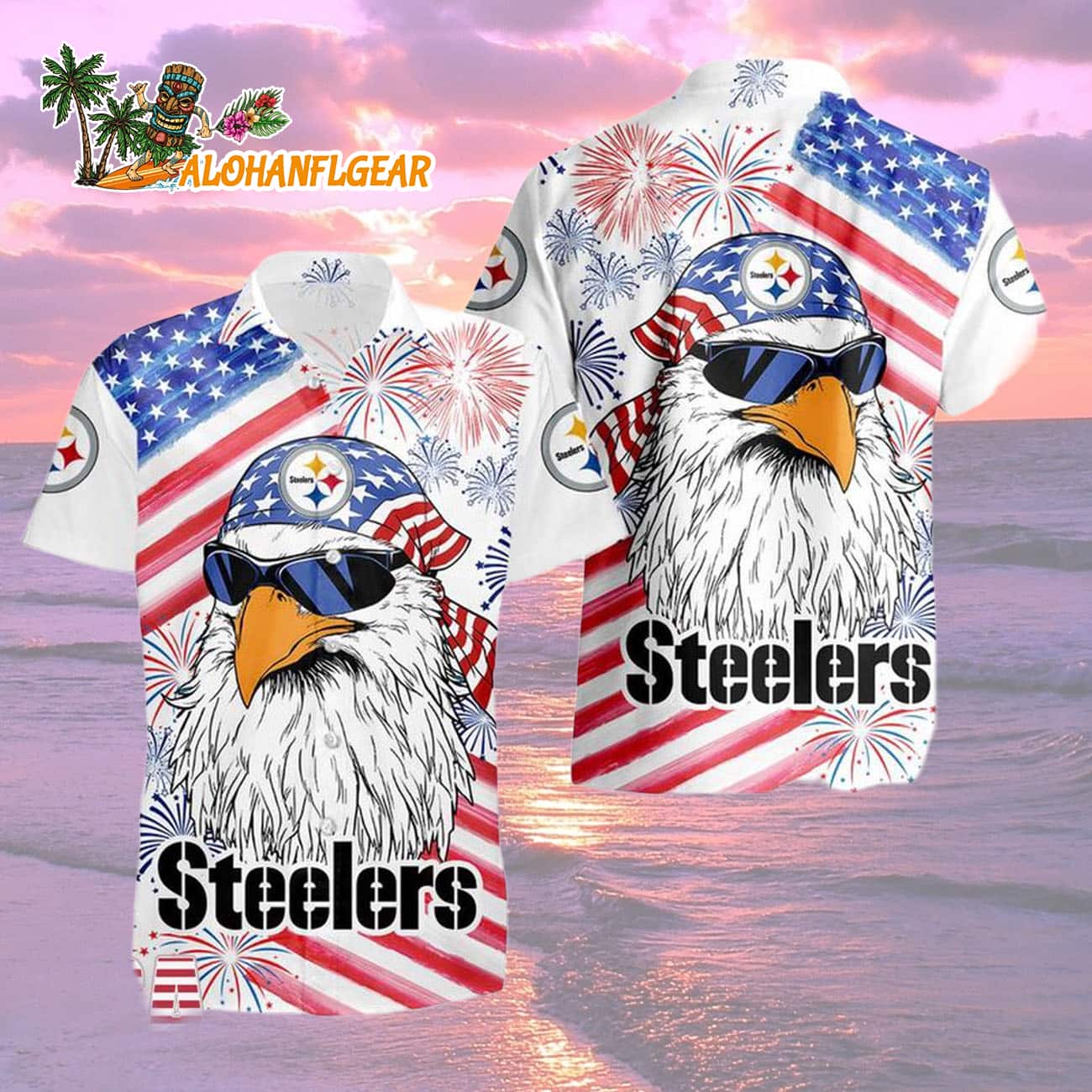 Pittsburgh Steelers American Eagle Emblem Hawaiian Shirt Pittsburgh Steelers American Eagle Emblem Hawaiian Shirt