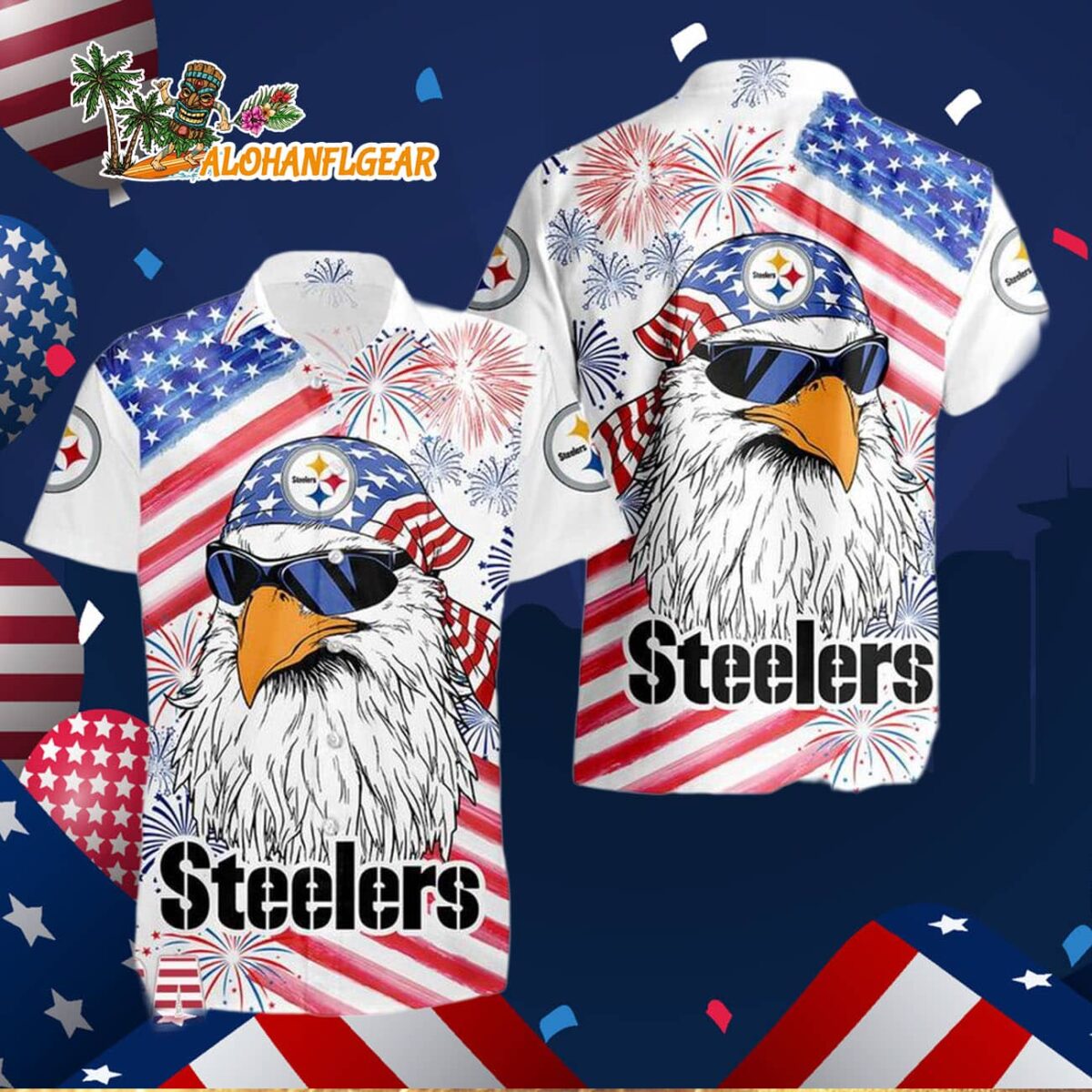 Pittsburgh Steelers American Eagle Emblem Hawaiian Shirt 2 Pittsburgh Steelers American Eagle Emblem Hawaiian Shirt Pittsburgh Steelers Aloha Shirt 3