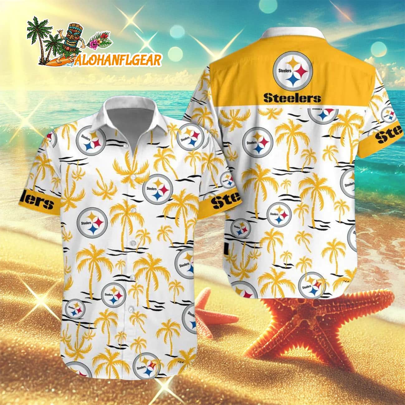 Pittsburgh Steelers Coconut Logo Beach Hawaiian Shirt, NFL Aloha Shirt Pittsburgh Steelers Coconut Logo Beach Hawaiian Shirt, NFL Aloha Shirt
