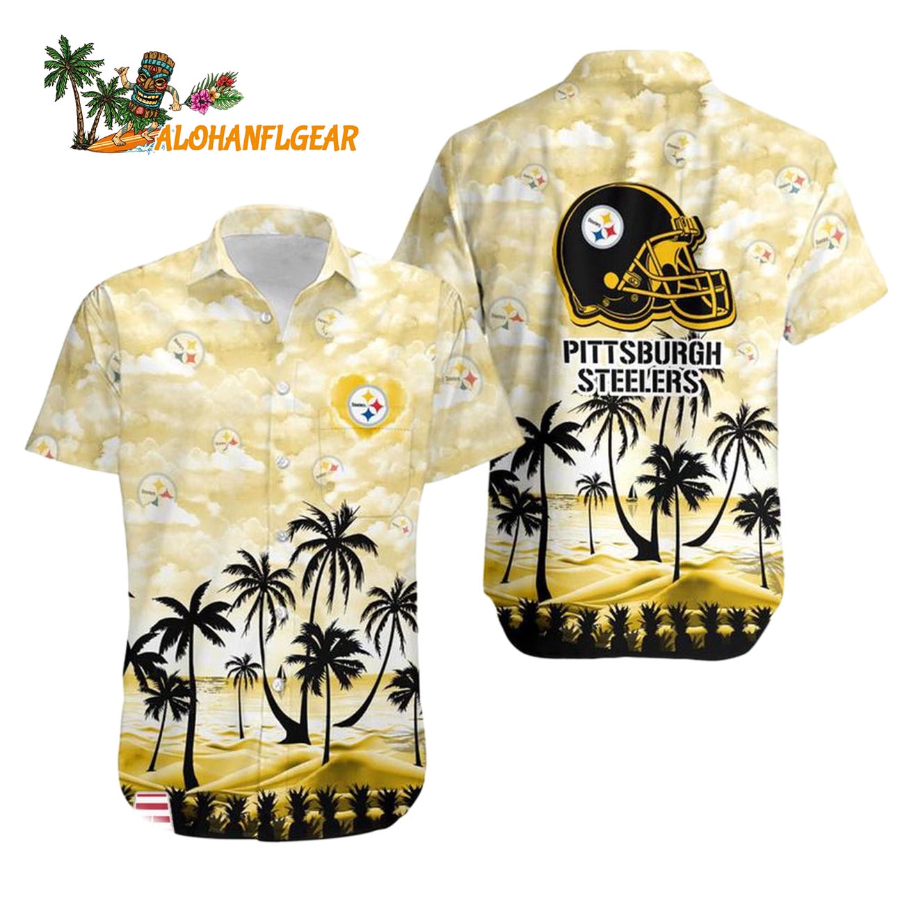 Pittsburgh Steelers Coconut Palms Limited Edition Hawaiian Shirt, Pittsburgh Steelers Aloha Shirt Pittsburgh Steelers Coconut Palms Limited Edition Hawaiian Shirt, Pittsburgh Steelers Aloha Shirt