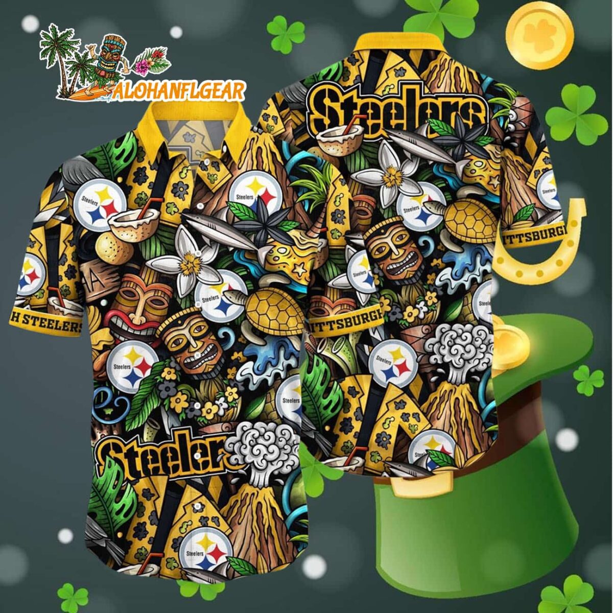 Pittsburgh Steelers Flower Tiki Me Off Hawaiian Shirt Pittsburgh Steelers Aloha Shirt 4