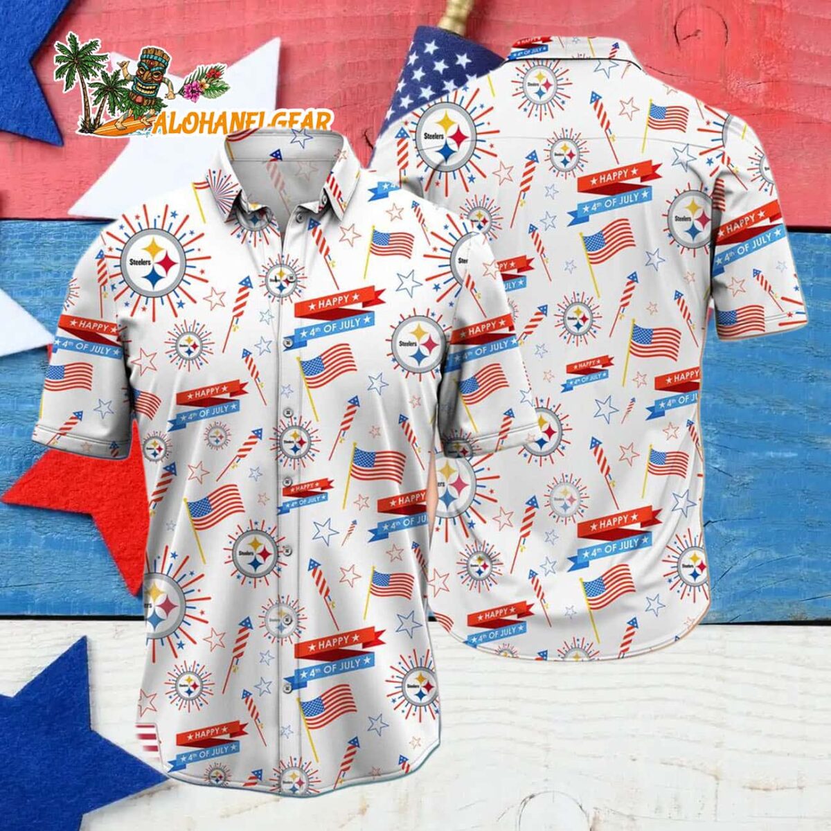 Pittsburgh Steelers Happy 4th Of July Hawaiian Shirt NFL Aloha Shirt 4 Pittsburgh Steelers Happy 4th Of July Hawaiian Shirt NFL Aloha Shirt 4