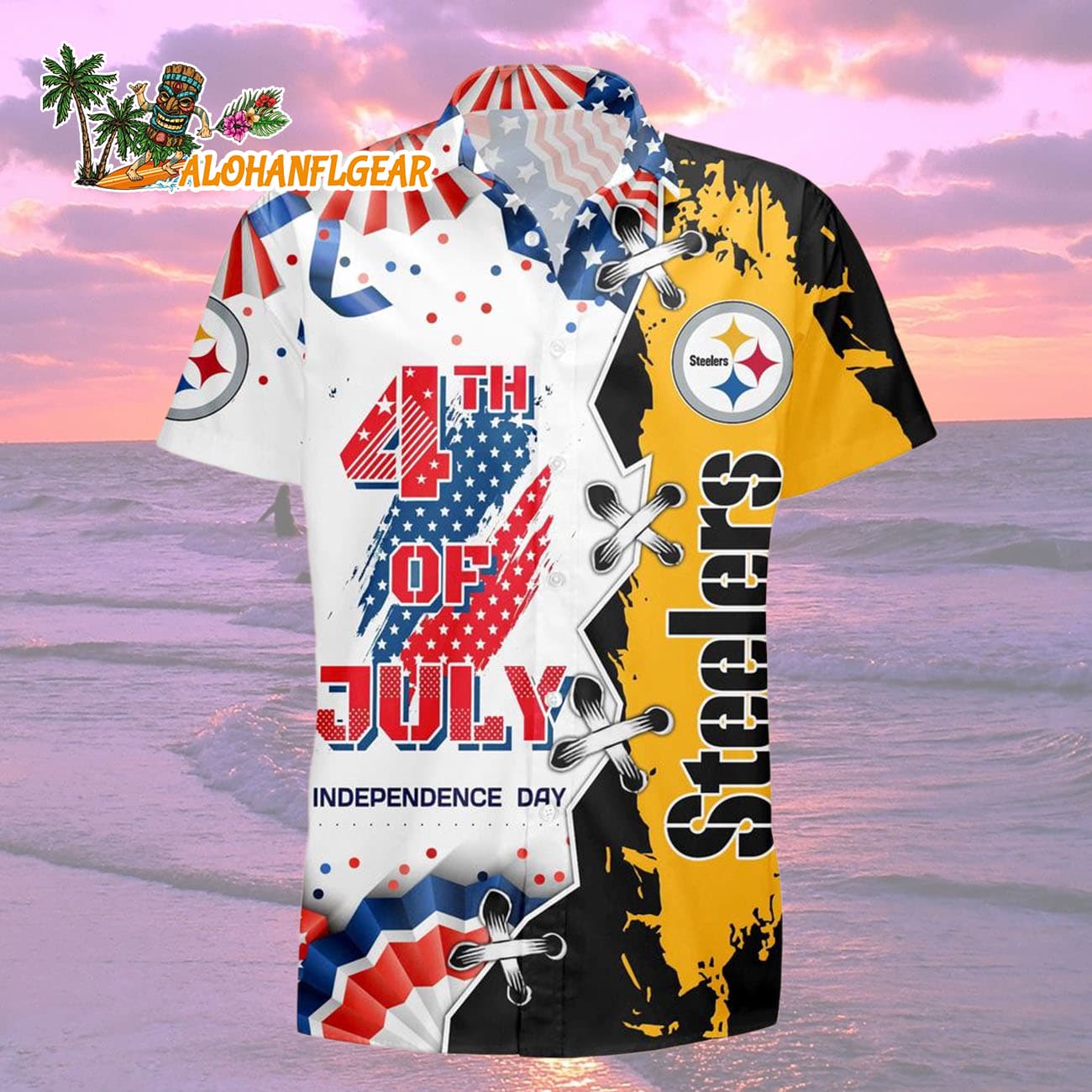 Pittsburgh Steelers Happy Independence Day Resurgence Hawaiian Shirt, NFL Aloha Shirt Pittsburgh Steelers Happy Independence Day Resurgence Hawaiian Shirt, NFL Aloha Shirt