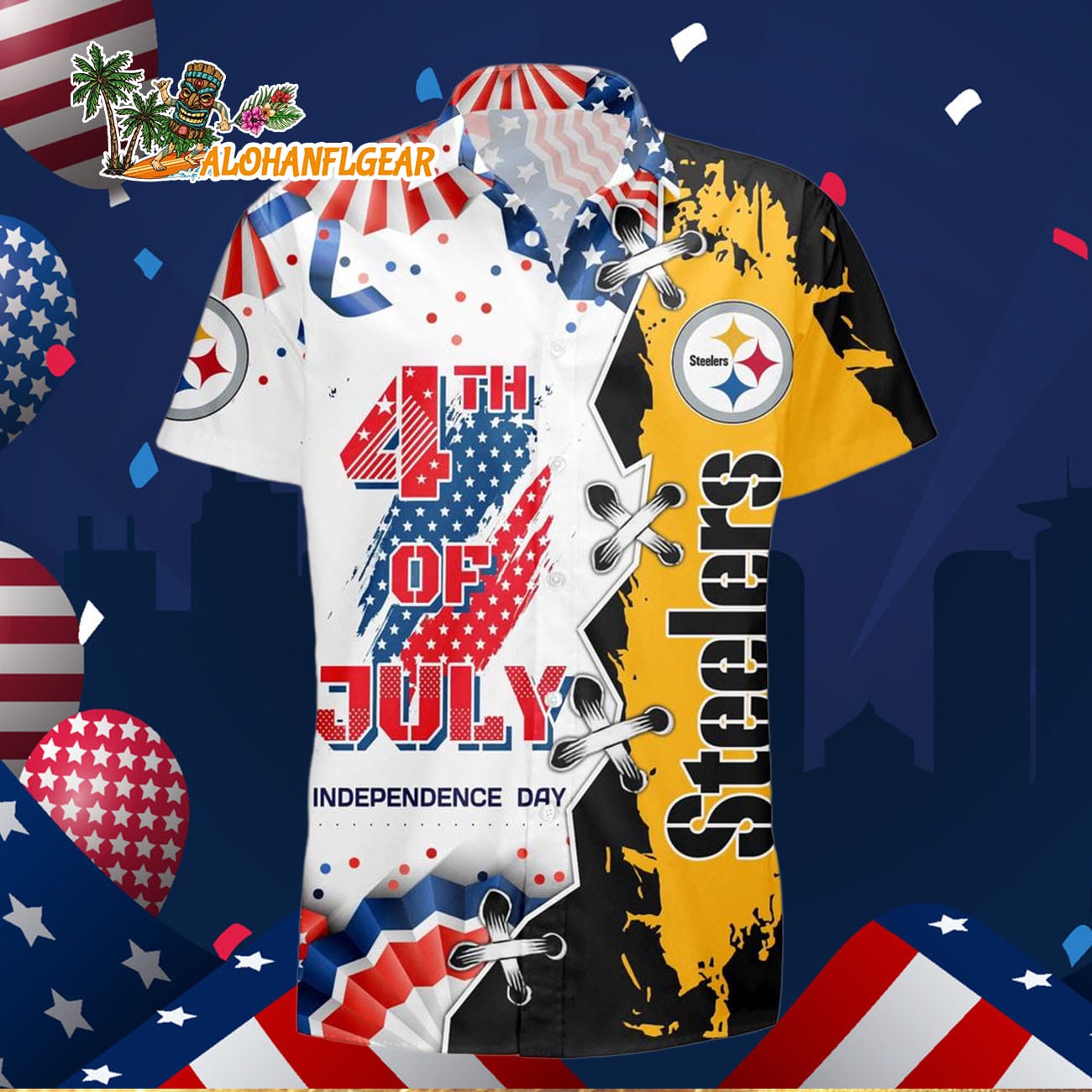Pittsburgh Steelers Happy Independence Day Resurgence Hawaiian Shirt, NFL Aloha Shirt Pittsburgh Steelers Happy Independence Day Resurgence Hawaiian Shirt, NFL Aloha Shirt