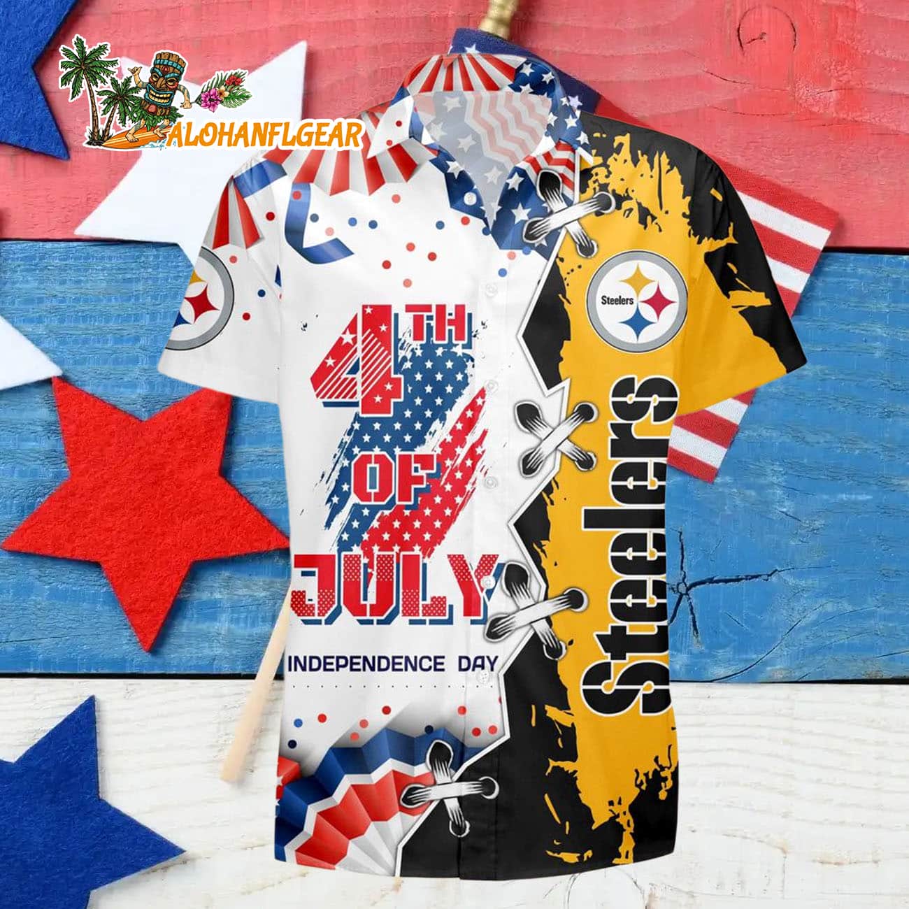 Pittsburgh Steelers Happy Independence Day Resurgence Hawaiian Shirt, NFL Aloha Shirt Pittsburgh Steelers Happy Independence Day Resurgence Hawaiian Shirt, NFL Aloha Shirt