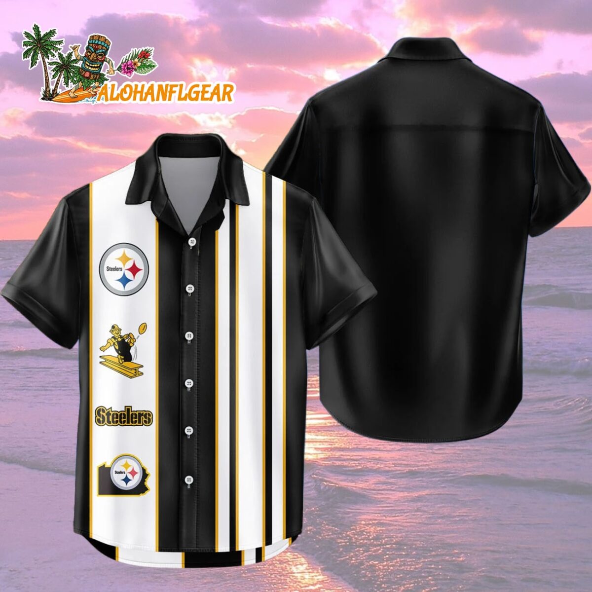 Pittsburgh Steelers Hawaiian Shirt Classic Color Contrast 2